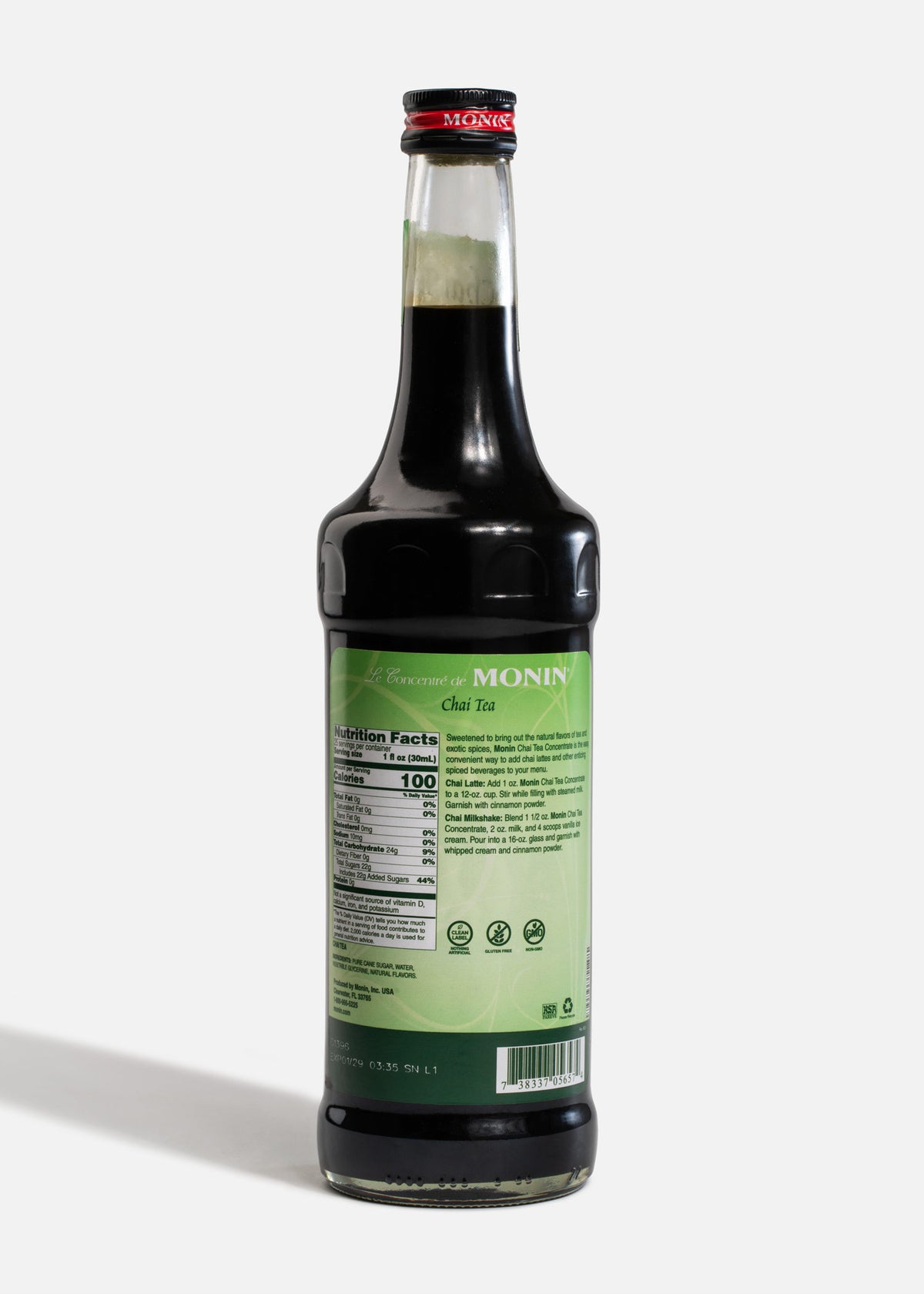 Jarabe Monin de té chai de 750 ml — fotografía de producto, vista 3