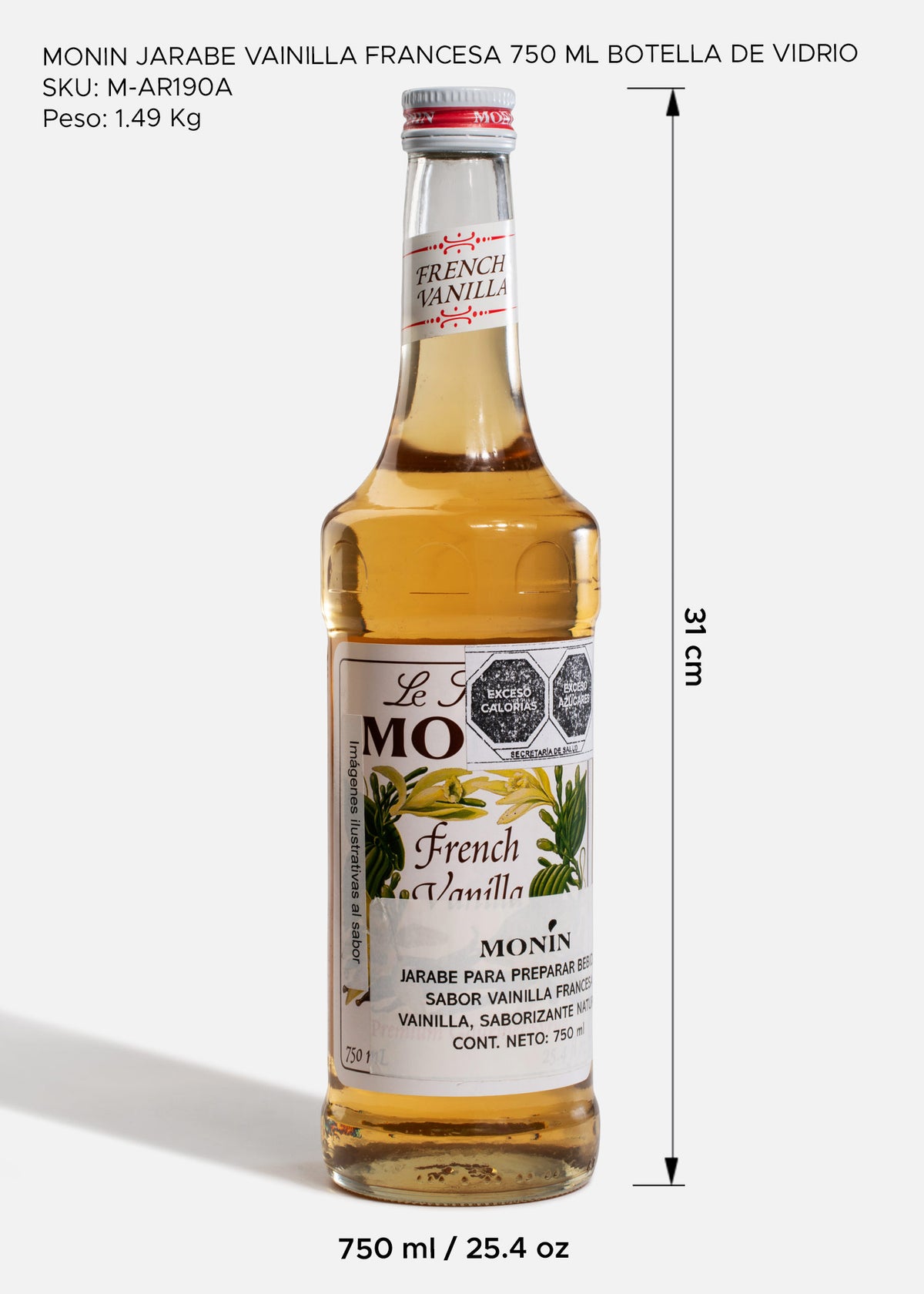 Jarabe Monin de vainilla de 750 ml — fotografía de producto, vista 2
