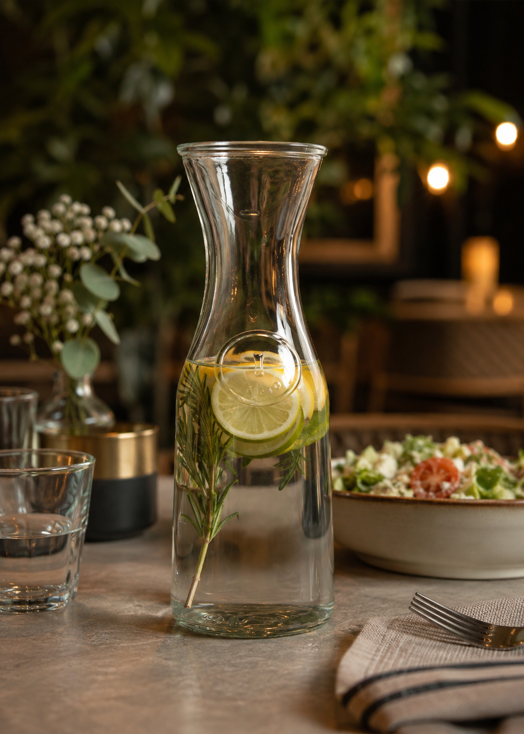 Garrafa para servir vino agua y bebidas en mesa