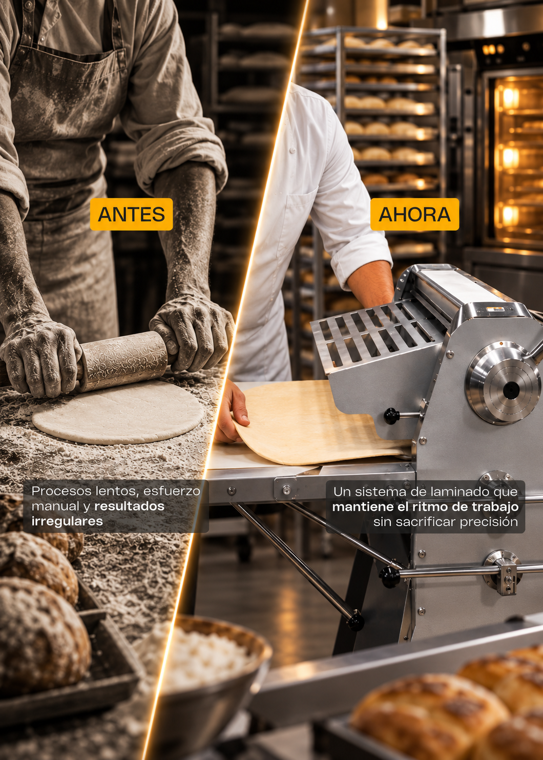 Comparativa visual de laminado manual y laminado con máquina — Rhino LAMBA-274P