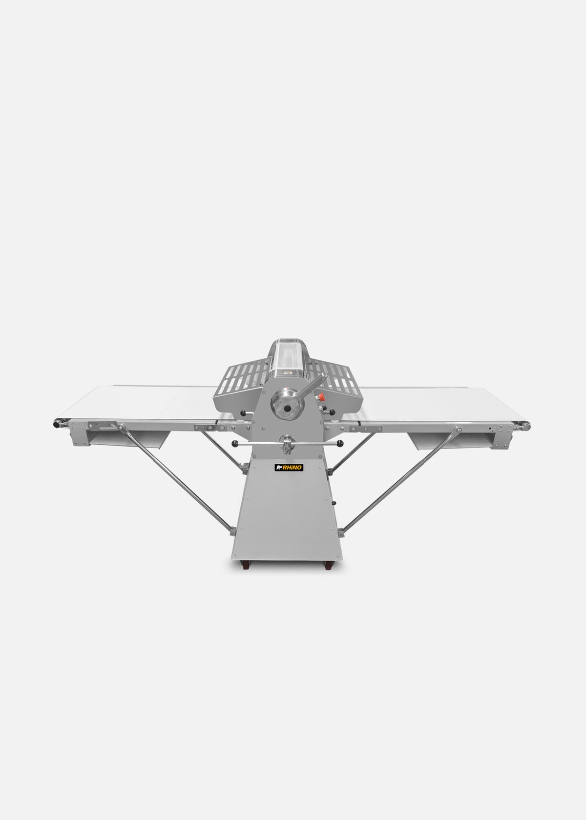 Vista frontal de la laminadora de piso con bandas extendidas — Rhino LAMBA-274P