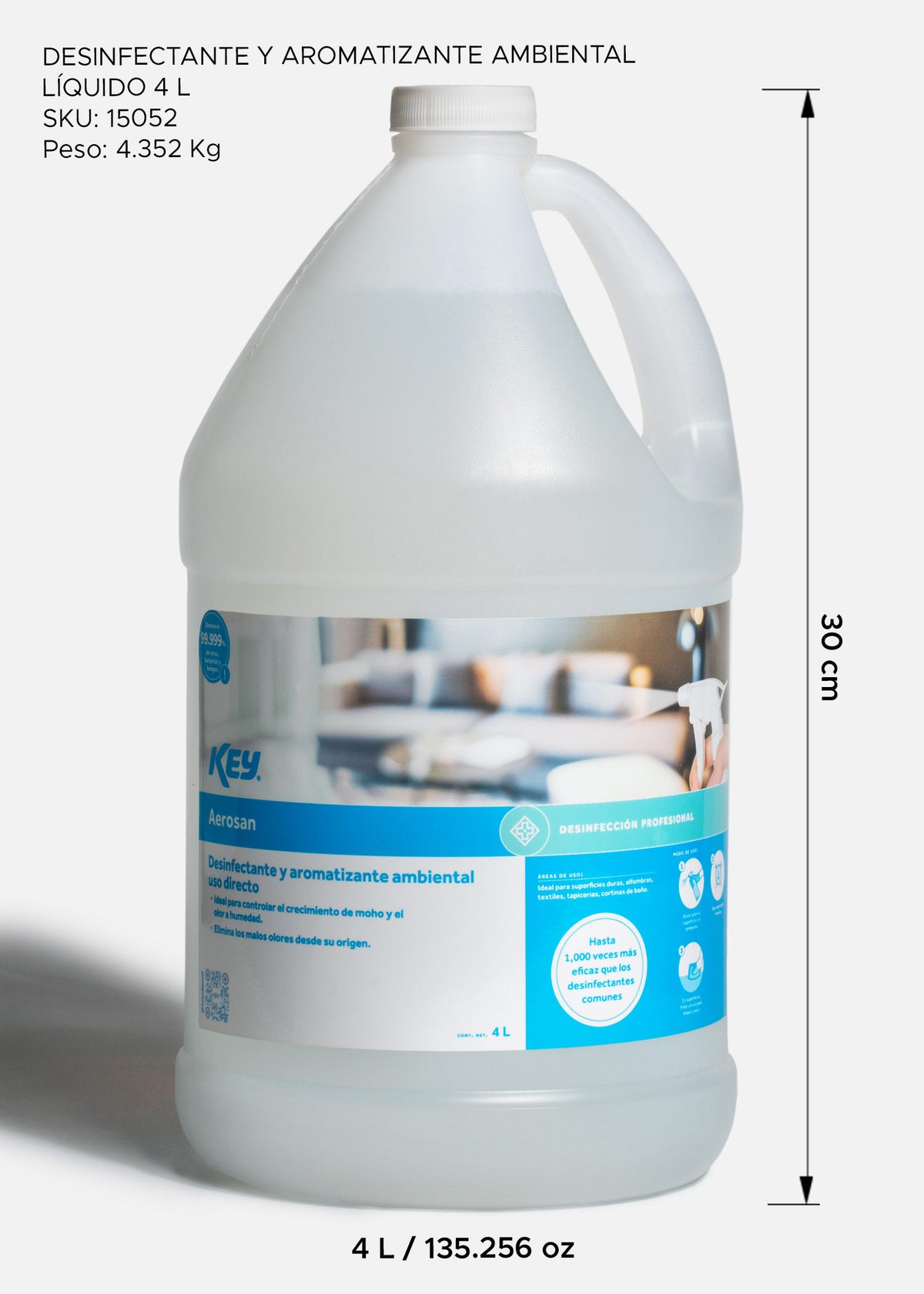 Liquido desinfectante y aromatizante ambiental profesional concentrado Aerosan 4 L — imagen de producto