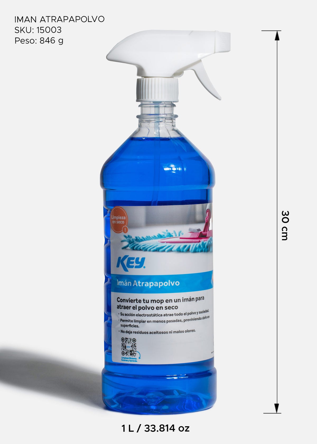 Liquido limpiador electrostático para pisos, imán atrapapolvo pet para mop y paño 1 L — imagen de producto