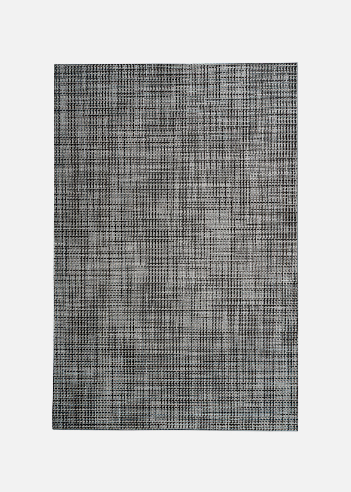 Mantel individual rectangular de poliéster y textileno gris jaspeado de 45 x 30 cm, vista completa extendida.