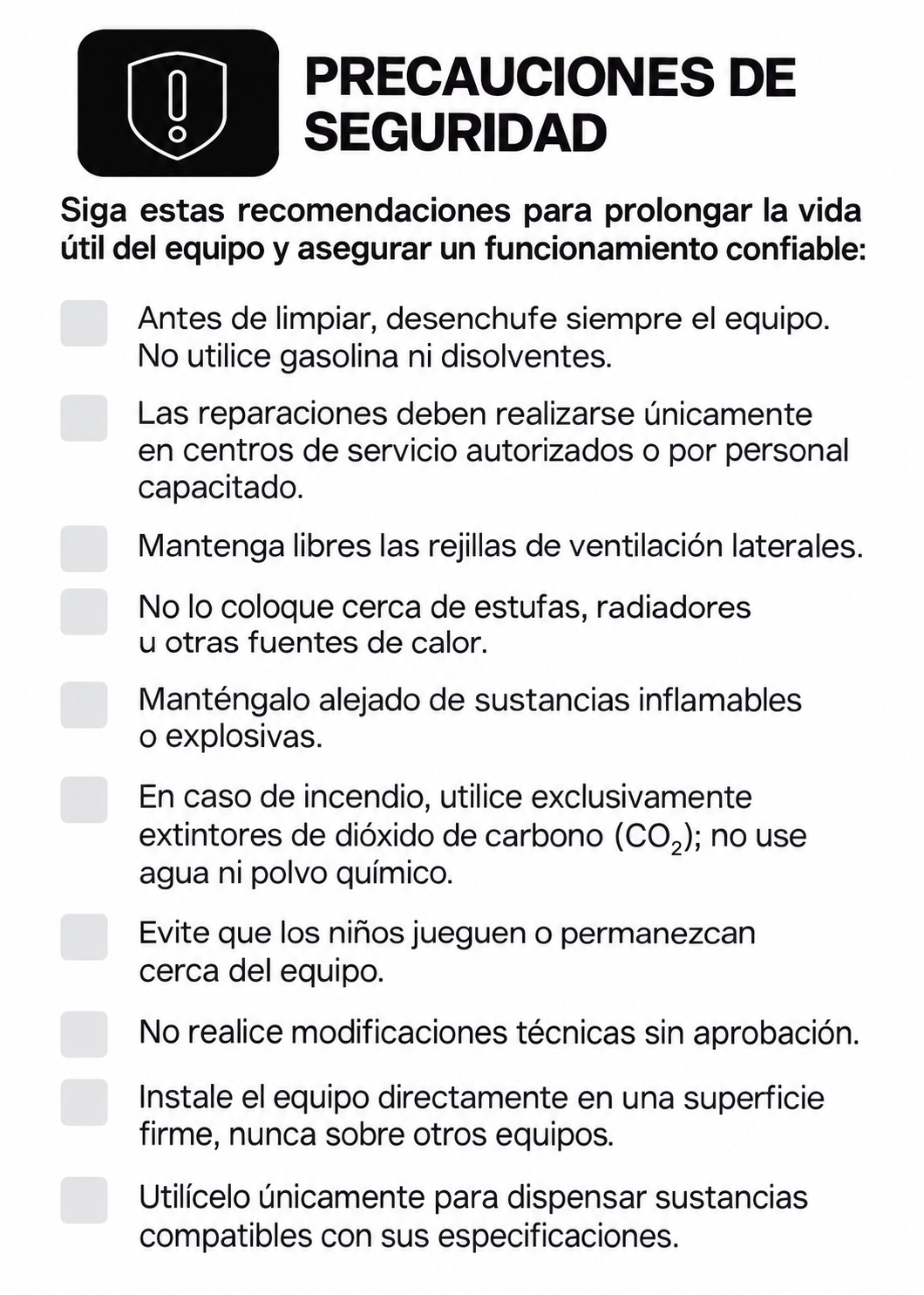 Precauciones de seguridad y ubicación de la granizadora — Rhino MAGRA-2T