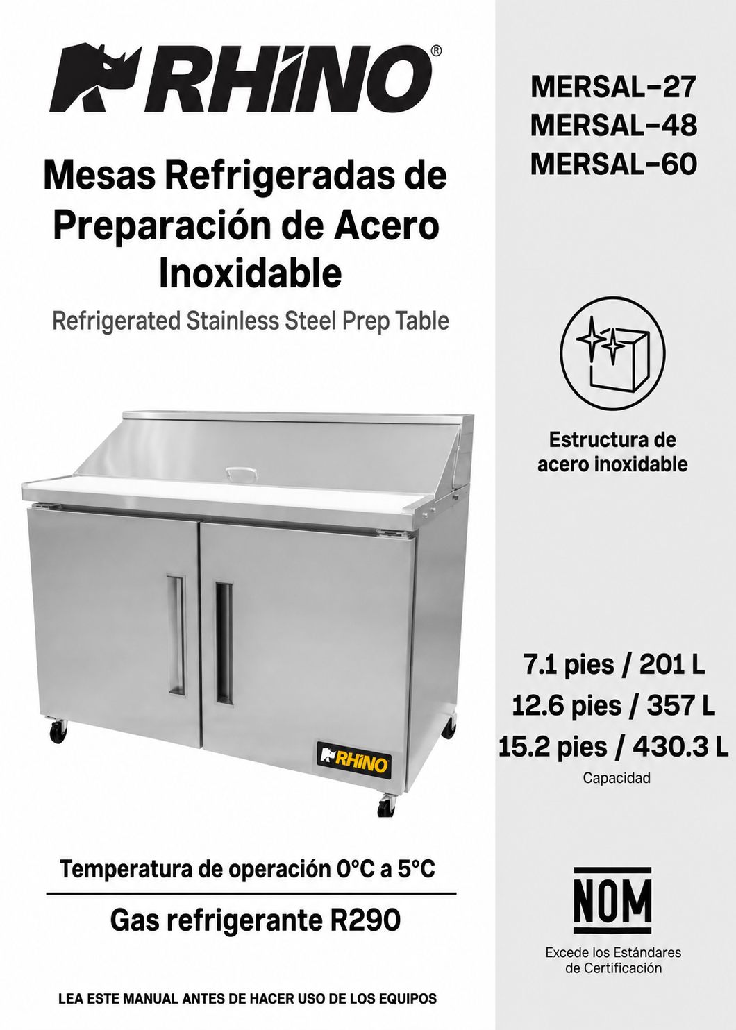 compra mesa refrigerada rhino de venta solo en maha