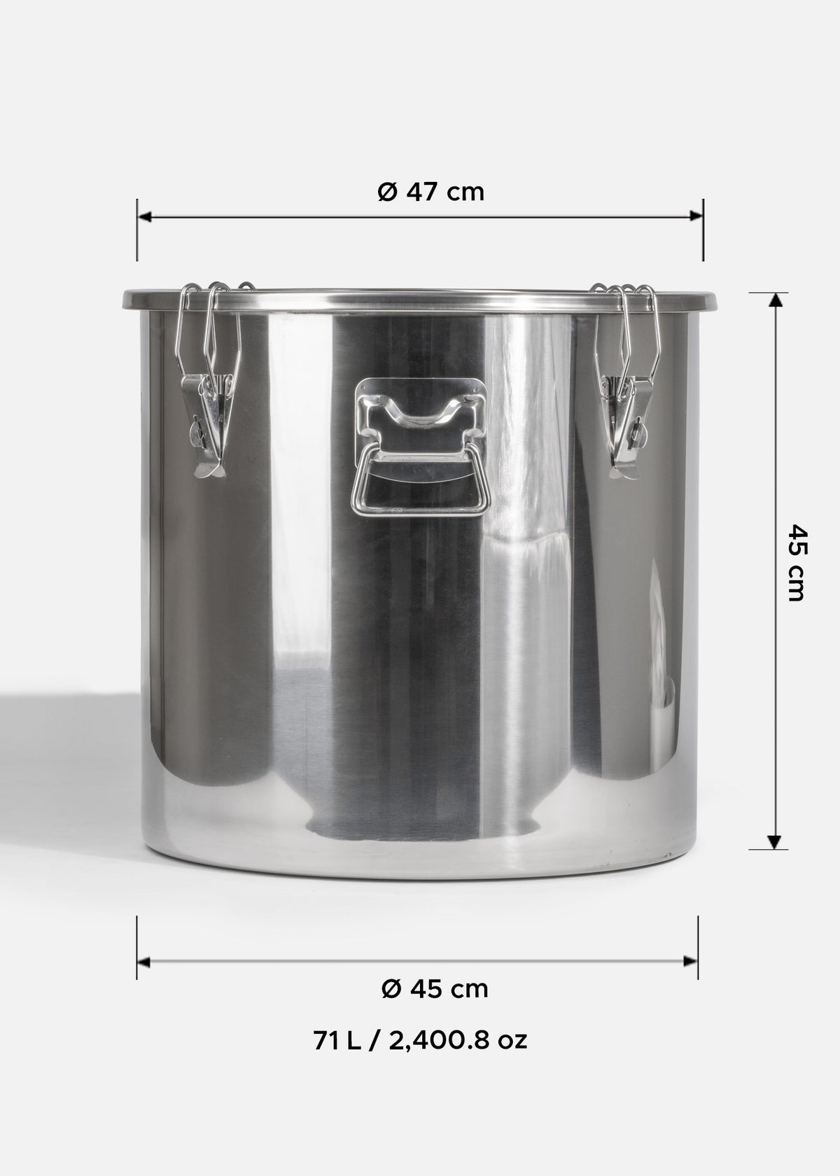 Olla de acero inoxidable 201 plata con sello hermético de clip NSF 71 L — imagen de producto
