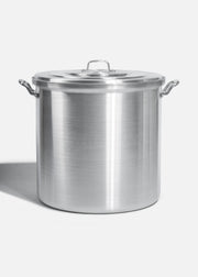 Olla de aluminio grado alimenticio triple fuerte plata NSF con tapa 100 L — imagen de producto
