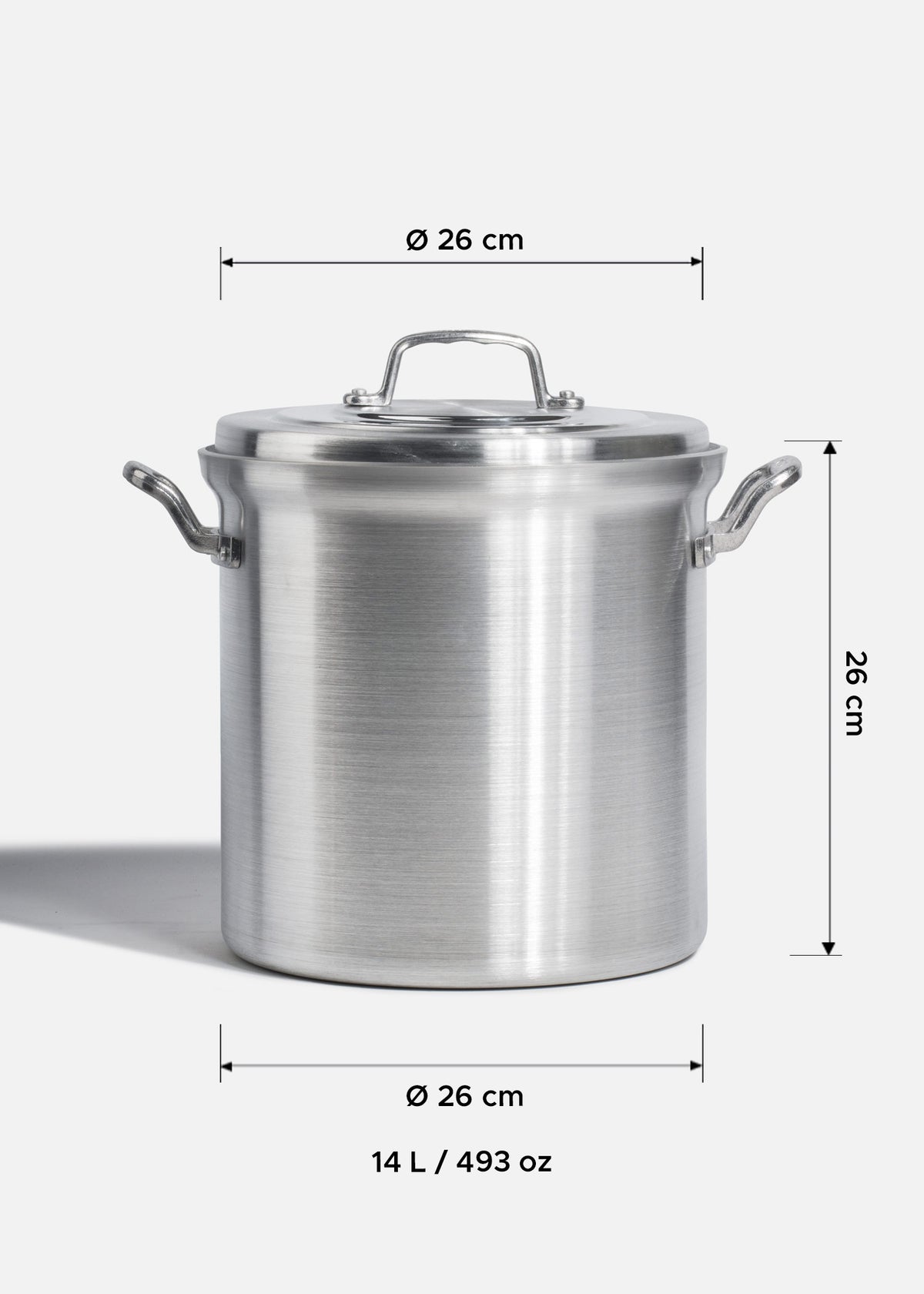 Olla de aluminio grado alimenticio triple fuerte plata NSF con tapa 14 L — imagen de producto