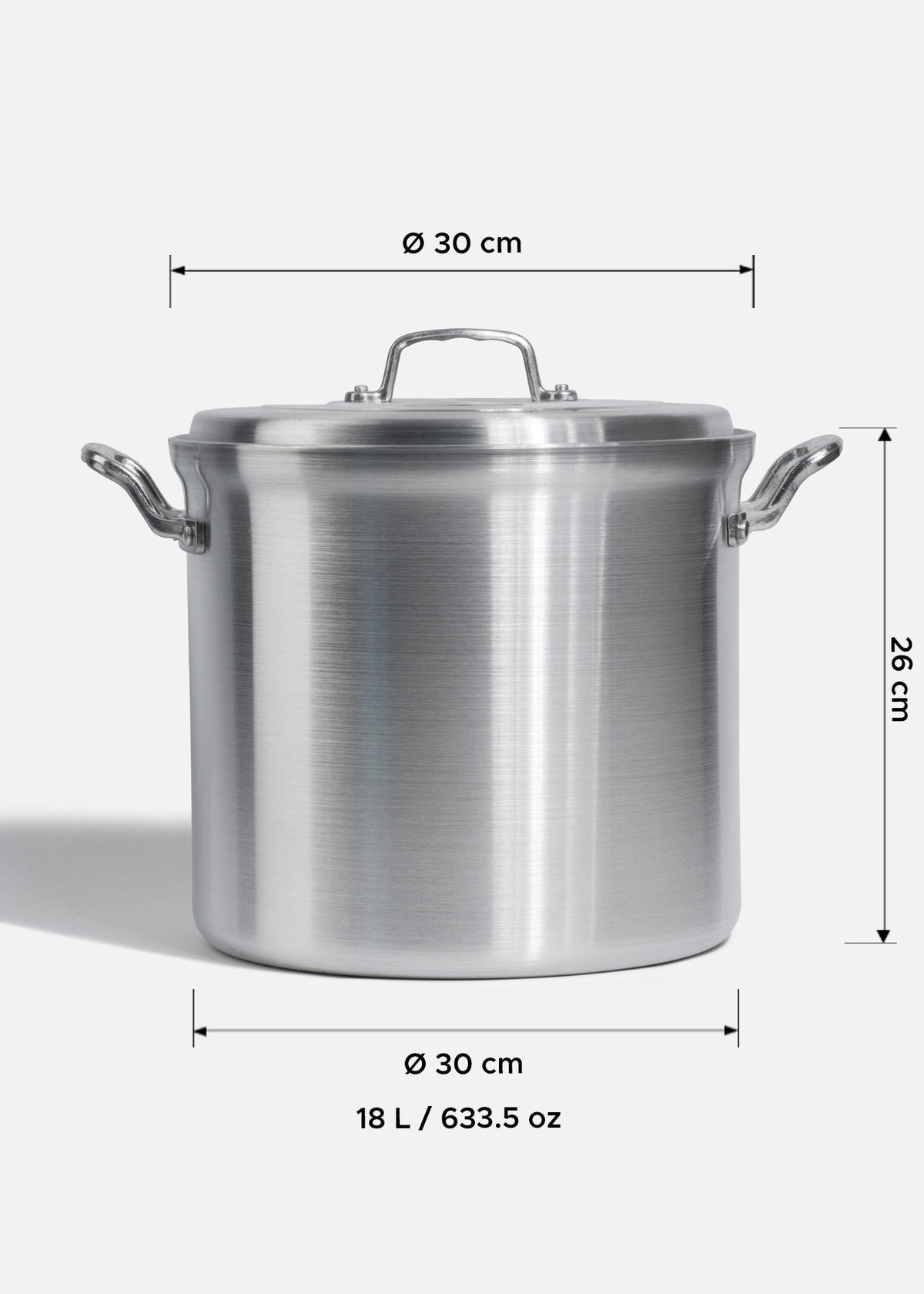 Olla de aluminio grado alimenticio triple fuerte plata NSF con tapa 18 L — imagen de producto