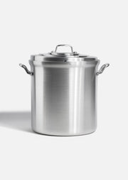 Olla de aluminio grado alimenticio triple fuerte plata NSF con tapa 28 L — imagen de producto