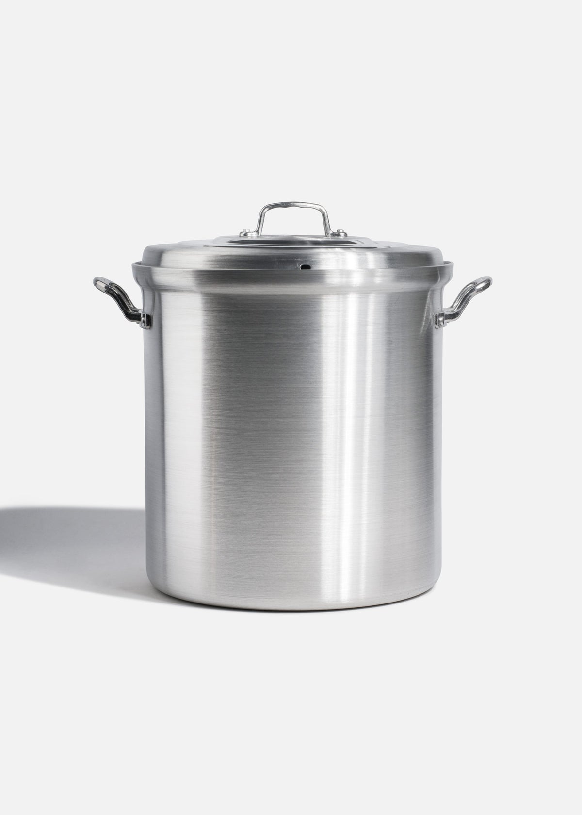 Olla de aluminio grado alimenticio triple fuerte plata NSF con tapa 34 L — imagen de producto
