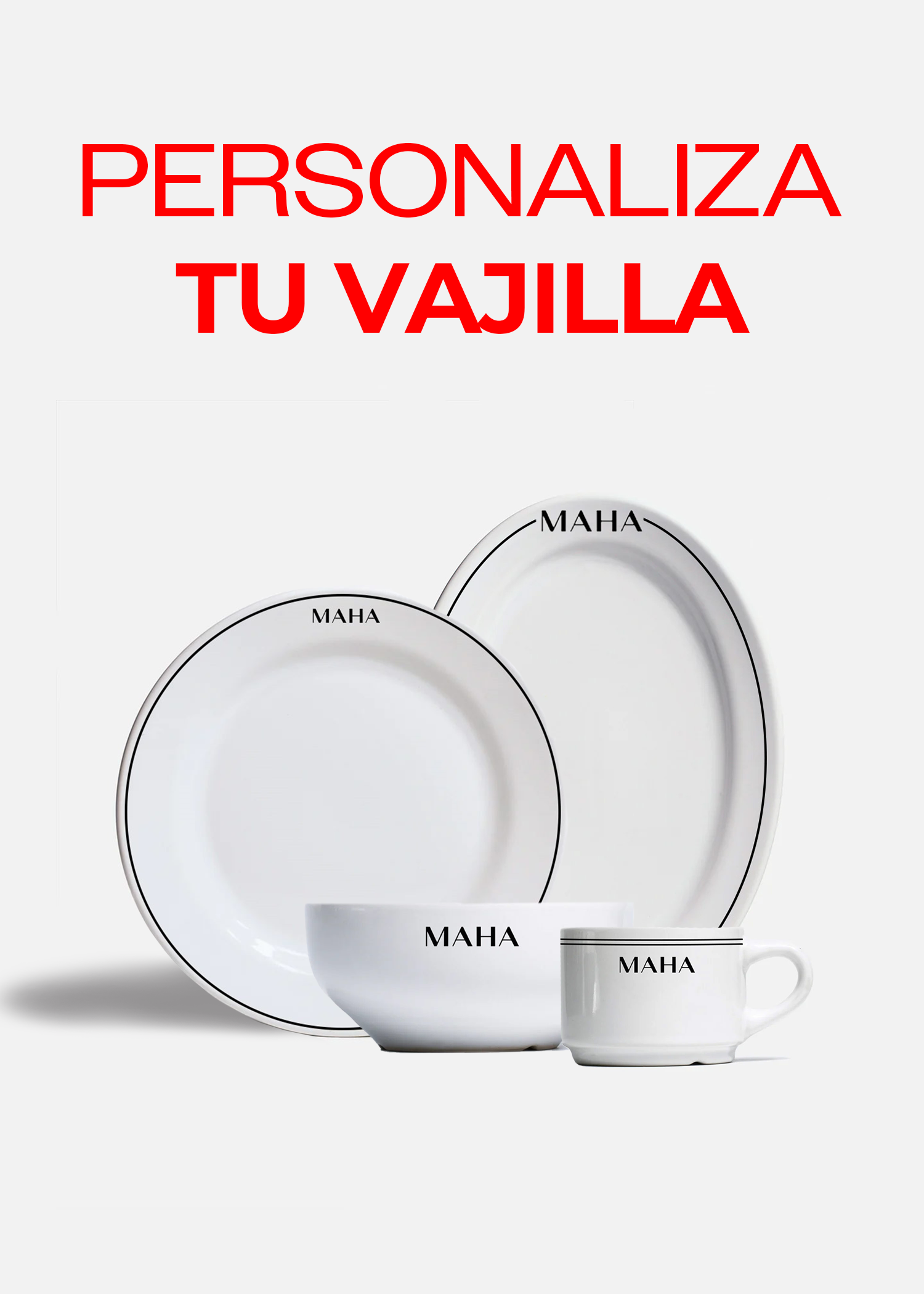 Platos de cerámica blanco Glacial + personalizado con logo doble