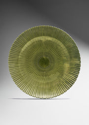 Plato base de vidrio con rayas verde olivo Karan Ø 32.5 cm
