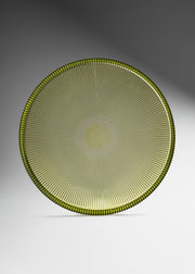 Plato base de vidrio verde olivo ala altas 31.5 cm