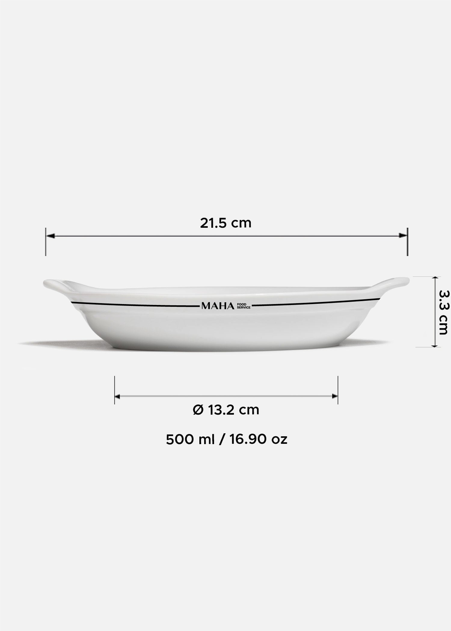 Plato cacerola de porcelana blanco personalizado logo doble Messina 17 cm