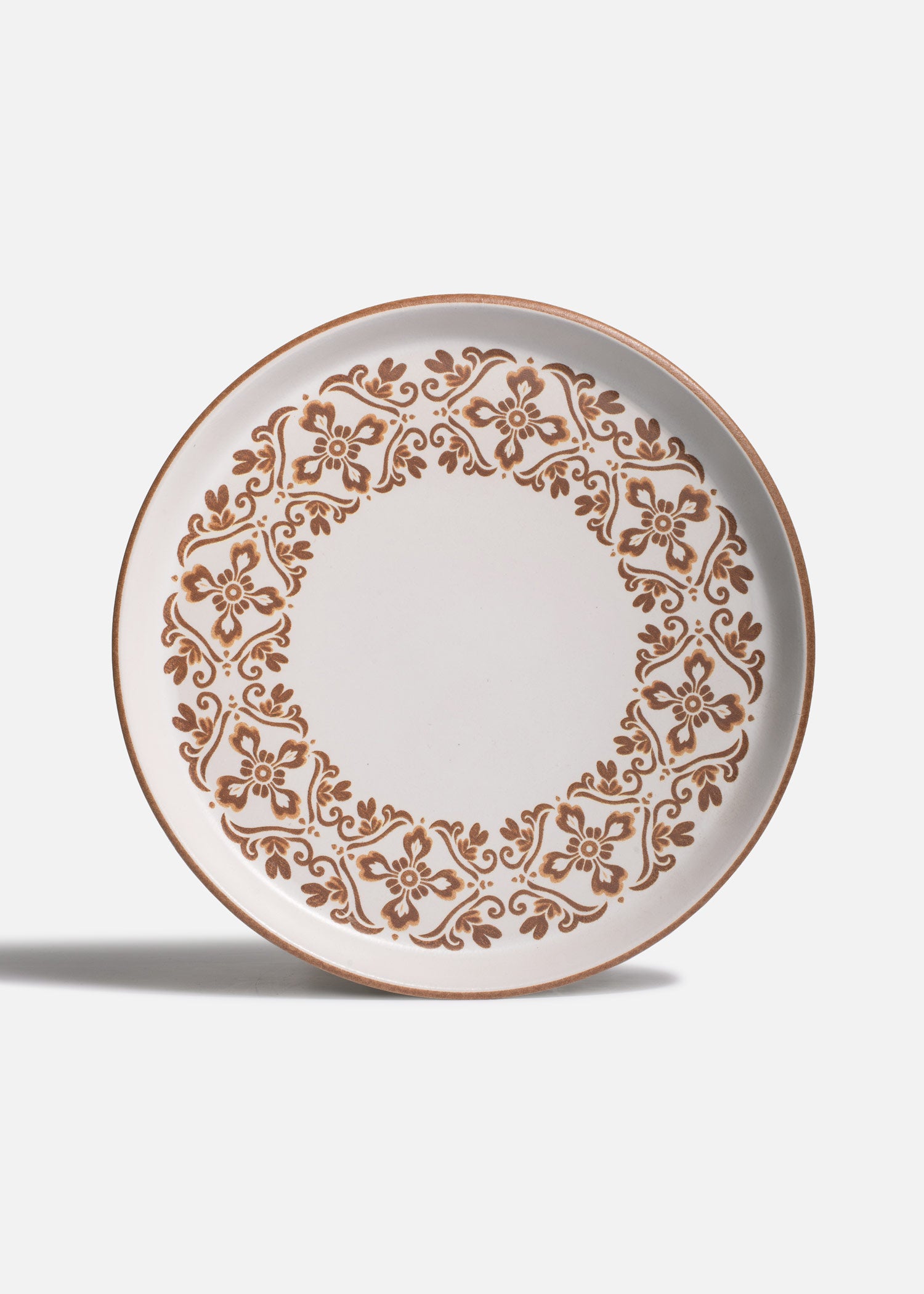 Plato de cerámica blanco con café Talavera Mostaza Ø 27 cm