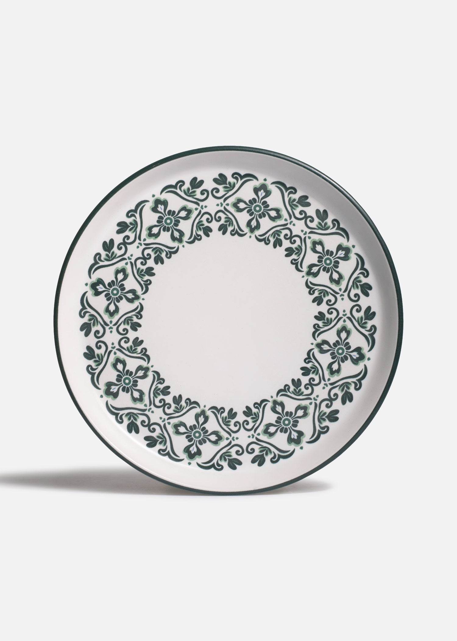 Plato de cerámica blanco con verde Talavera Verde Ø 27 cm