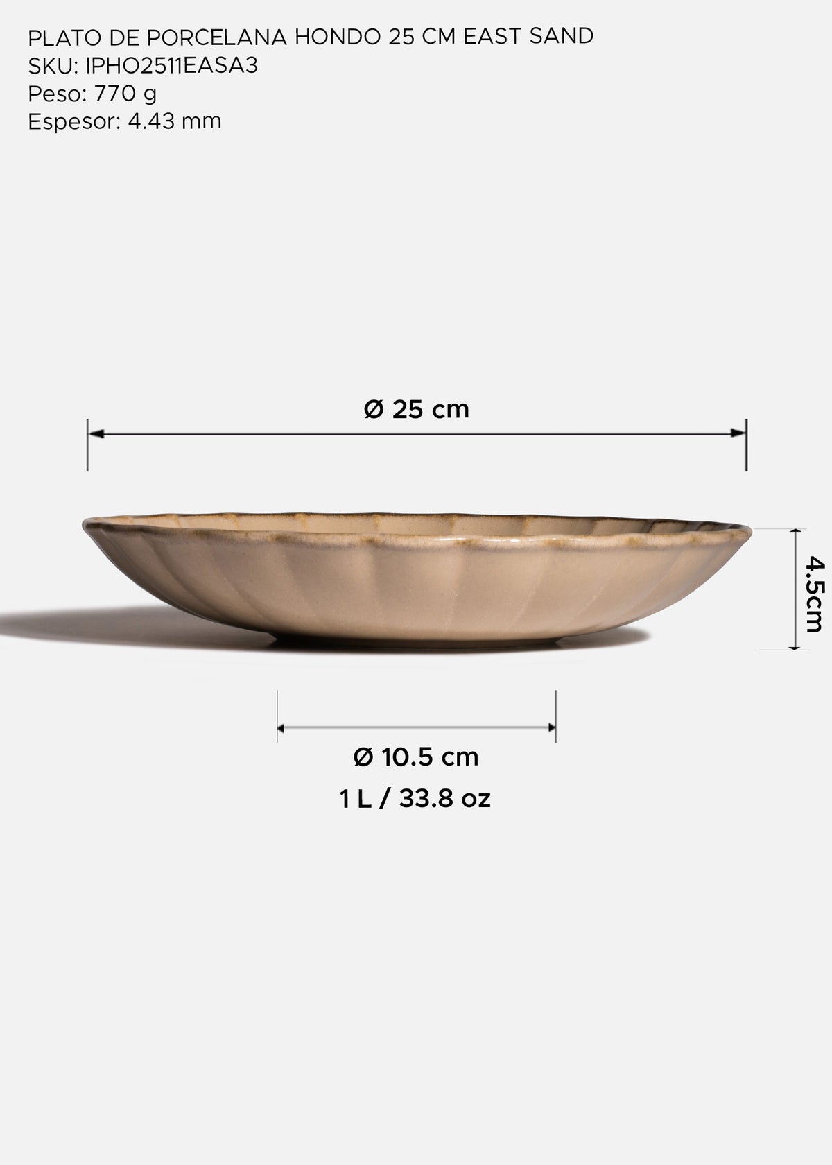 Bowl de porcelana beige East Sand para sopas