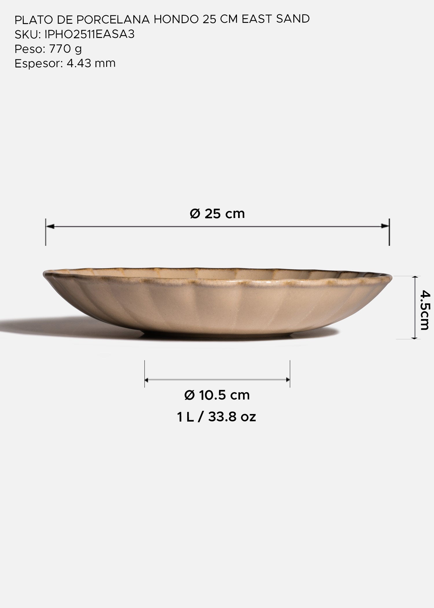 Bowl de porcelana beige East Sand para sopas