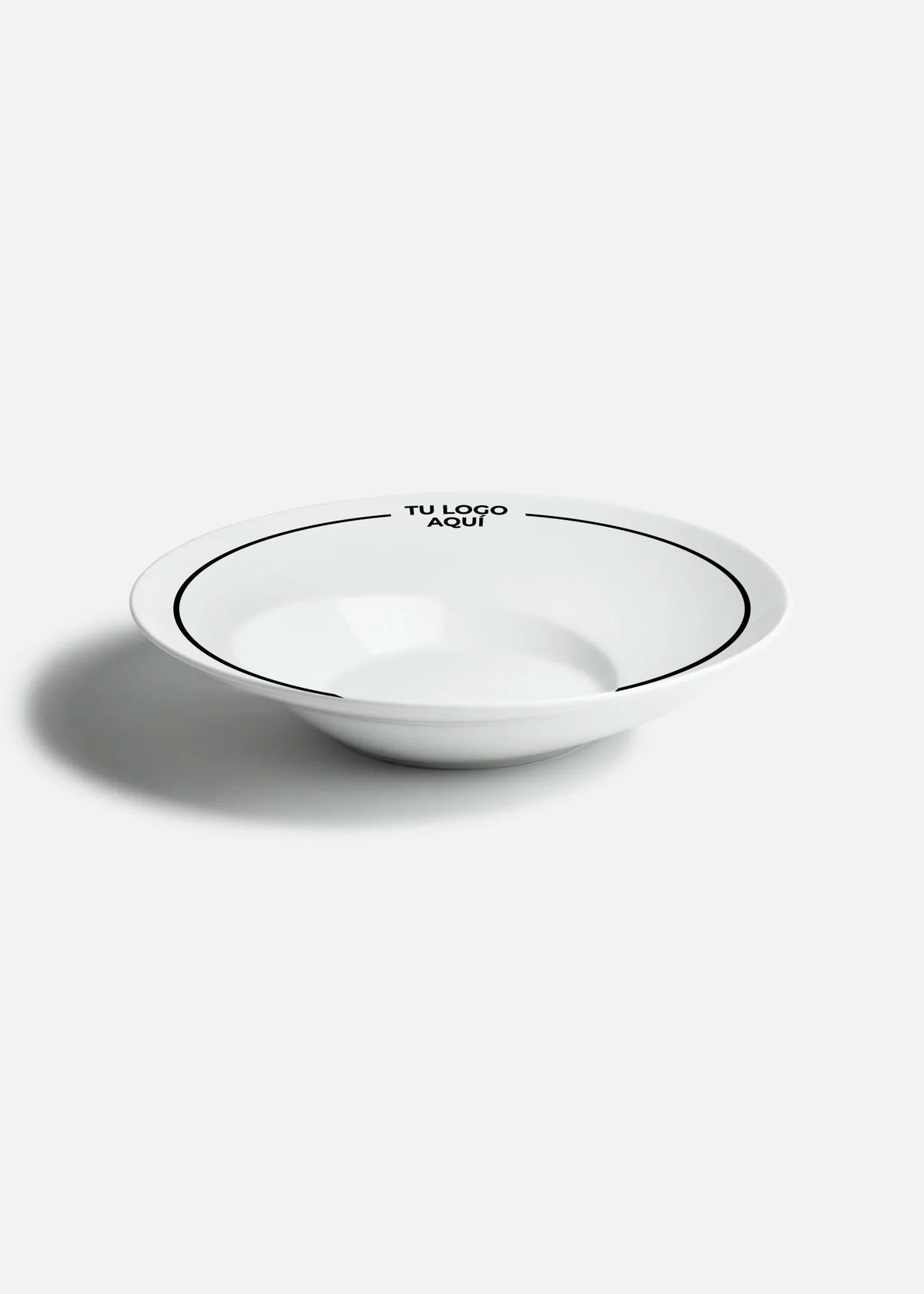 Plato pasta hondo de porcelana blanco personalizado logo doble Messina 29 cm