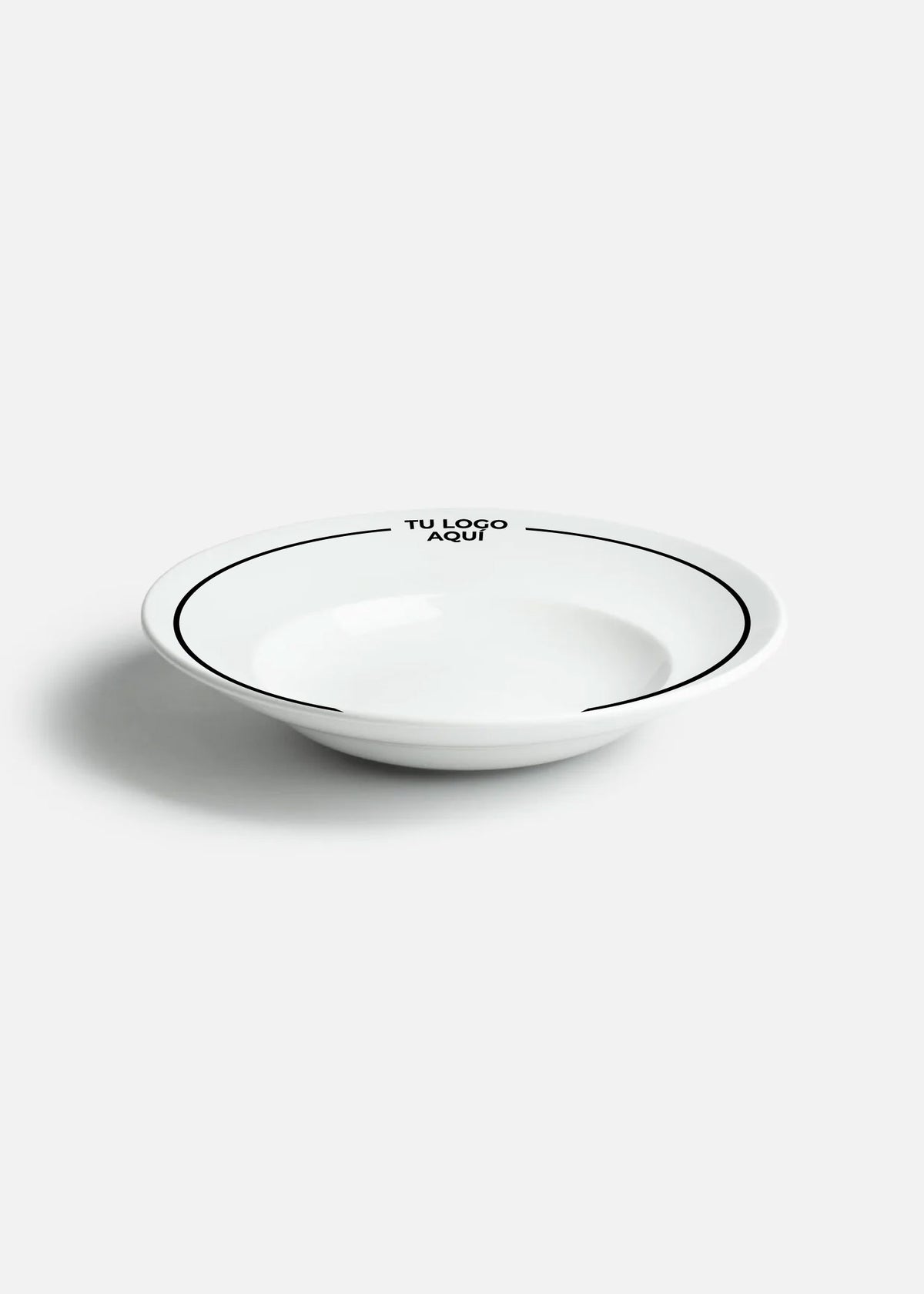 Plato pasta hondo de porcelana blanco personalizado logo doble Messina 350 ml