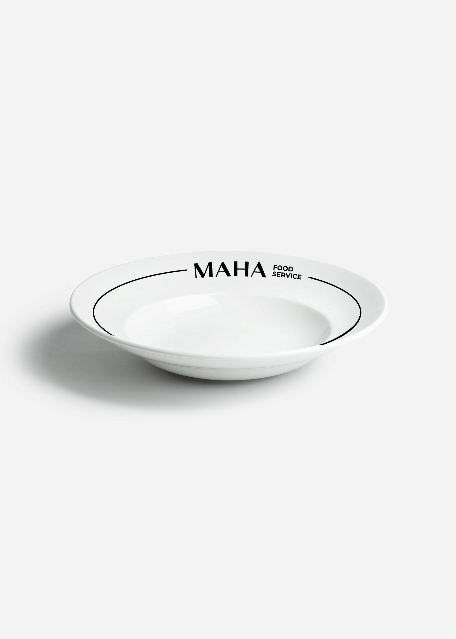 Plato pasta hondo de porcelana blanco personalizado logo doble Messina 500 ml