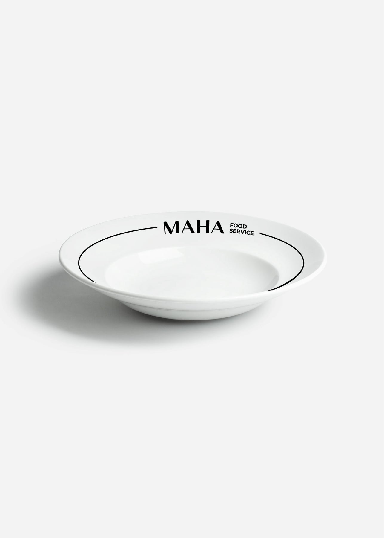 Plato pasta hondo de porcelana blanco personalizado logo doble Messina 500 ml