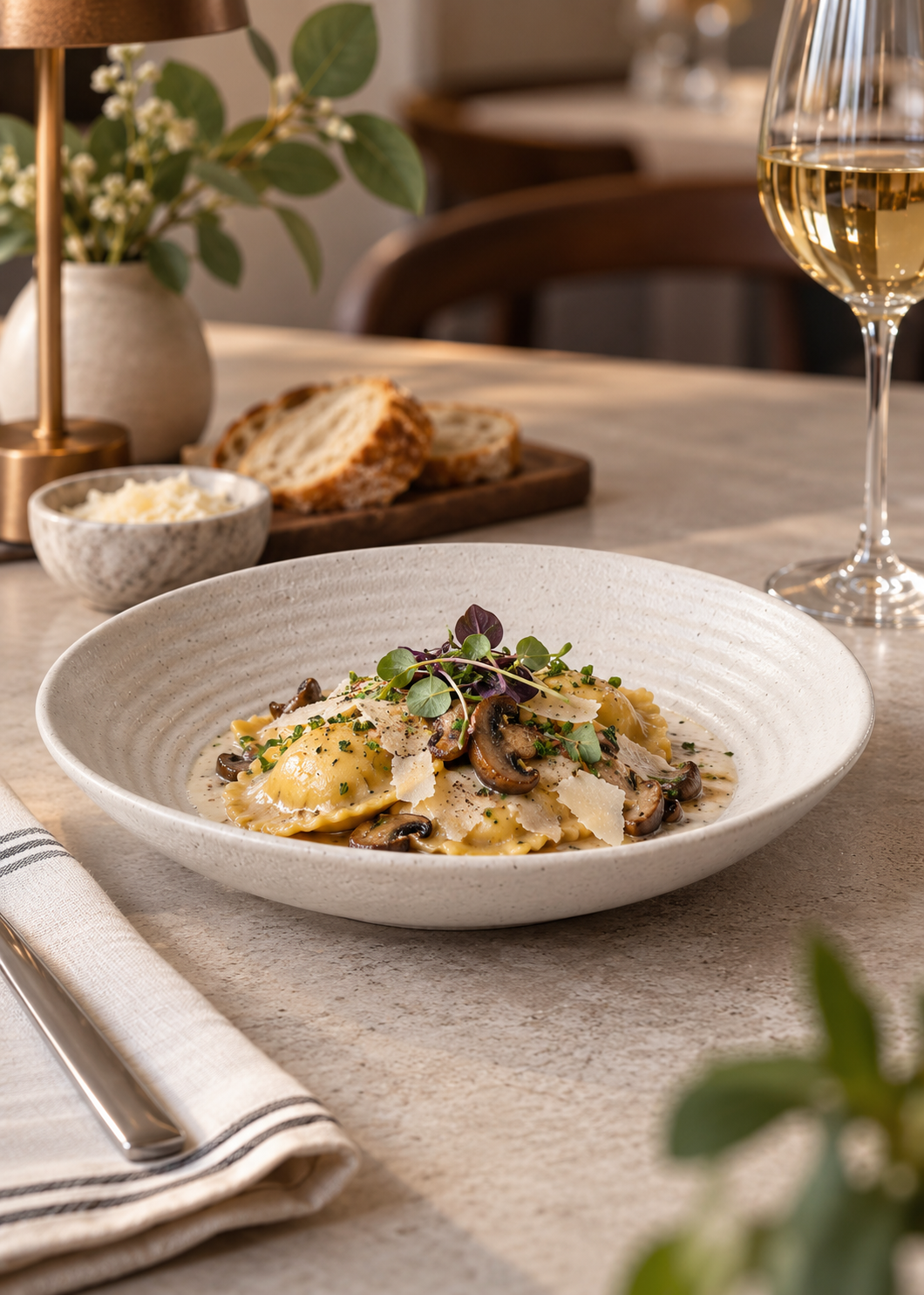 Plato de porcelana para sopas pastas y cremas