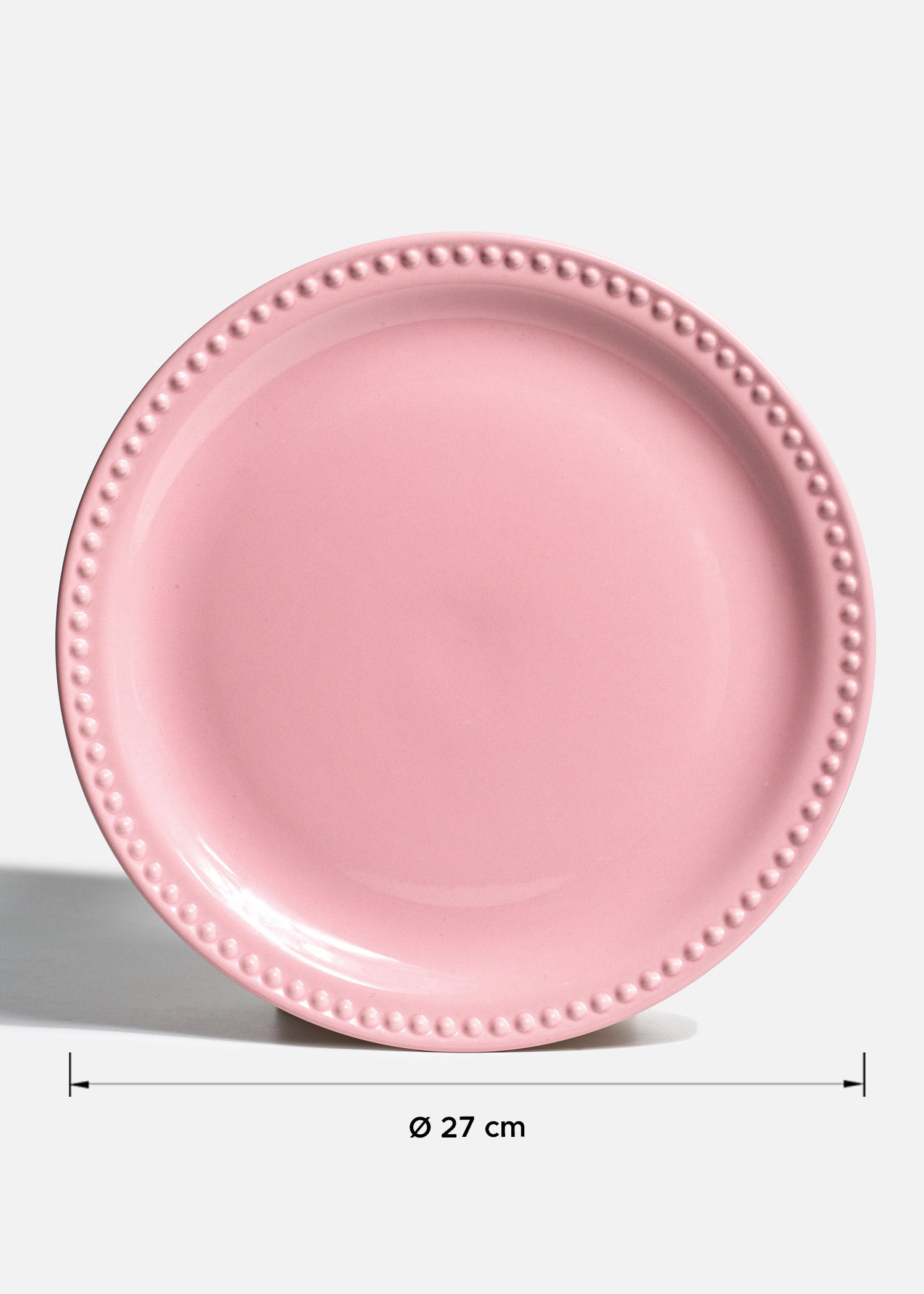 Plato de cerámica rosa Monet con borde decorativo tipo perla
