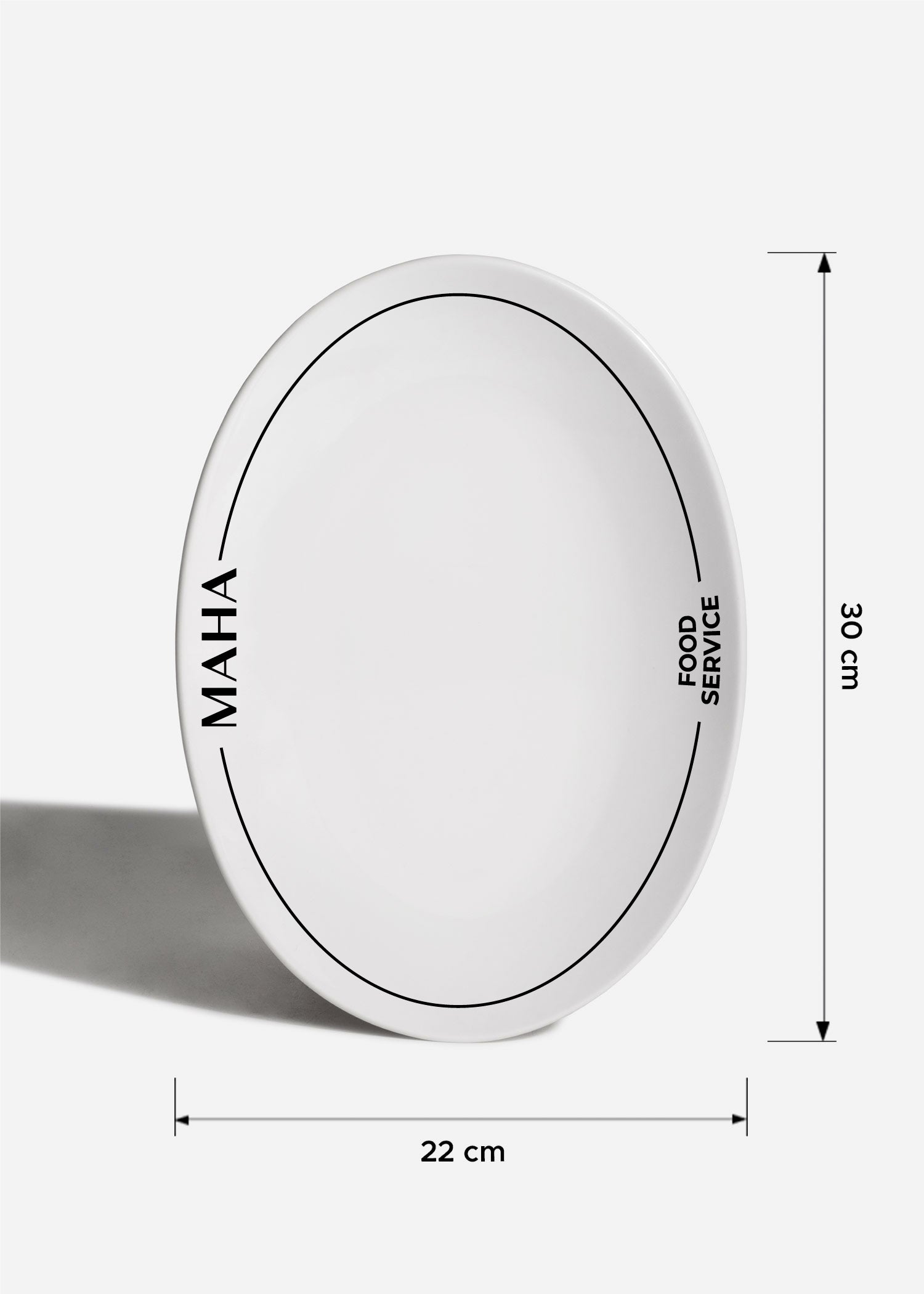 Plato ovalado de cerámica blanco personalizado logo doble Messina 30x22 cm