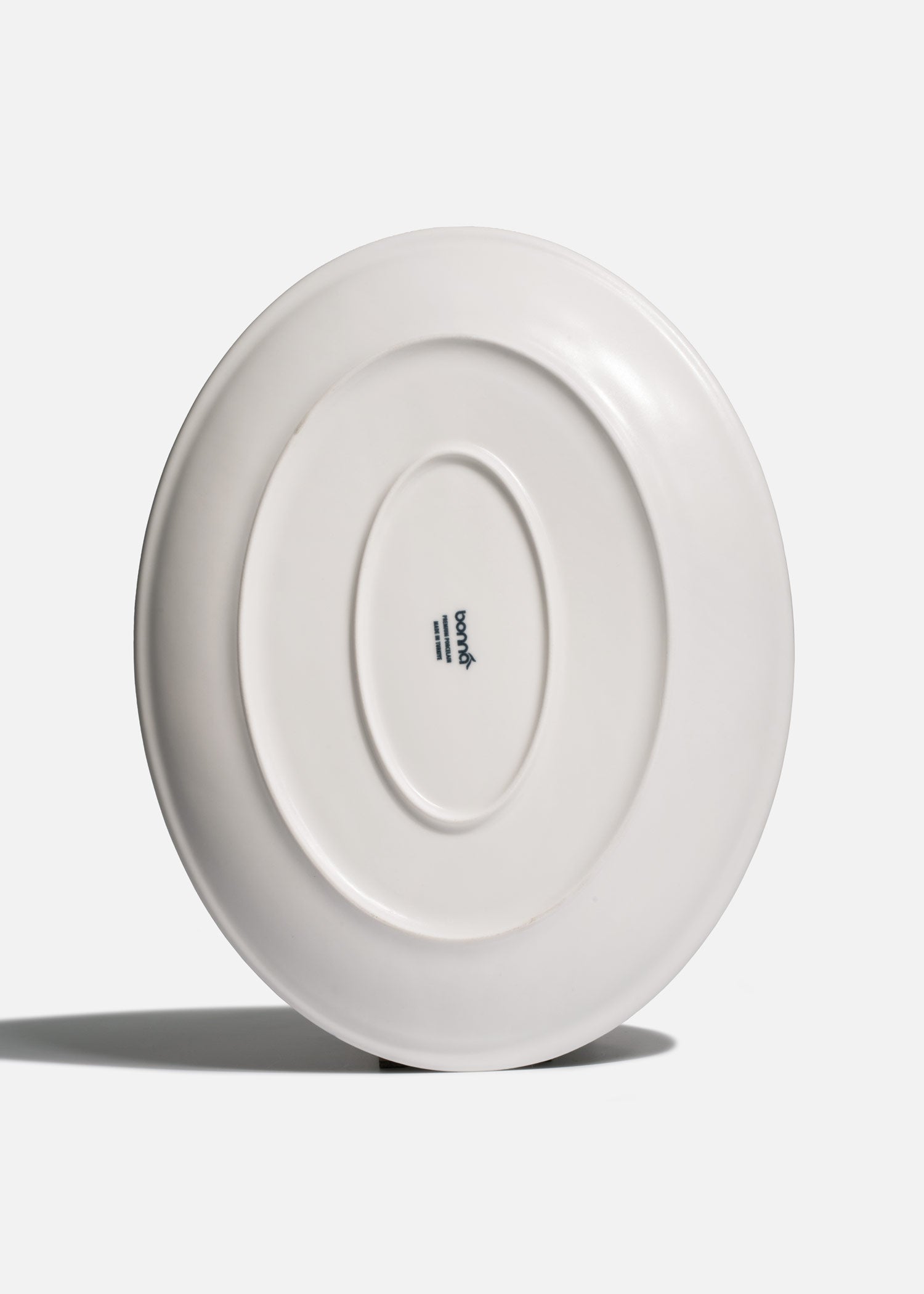 Plato ovalado Harena de porcelana blanco con azul para restaurantes
