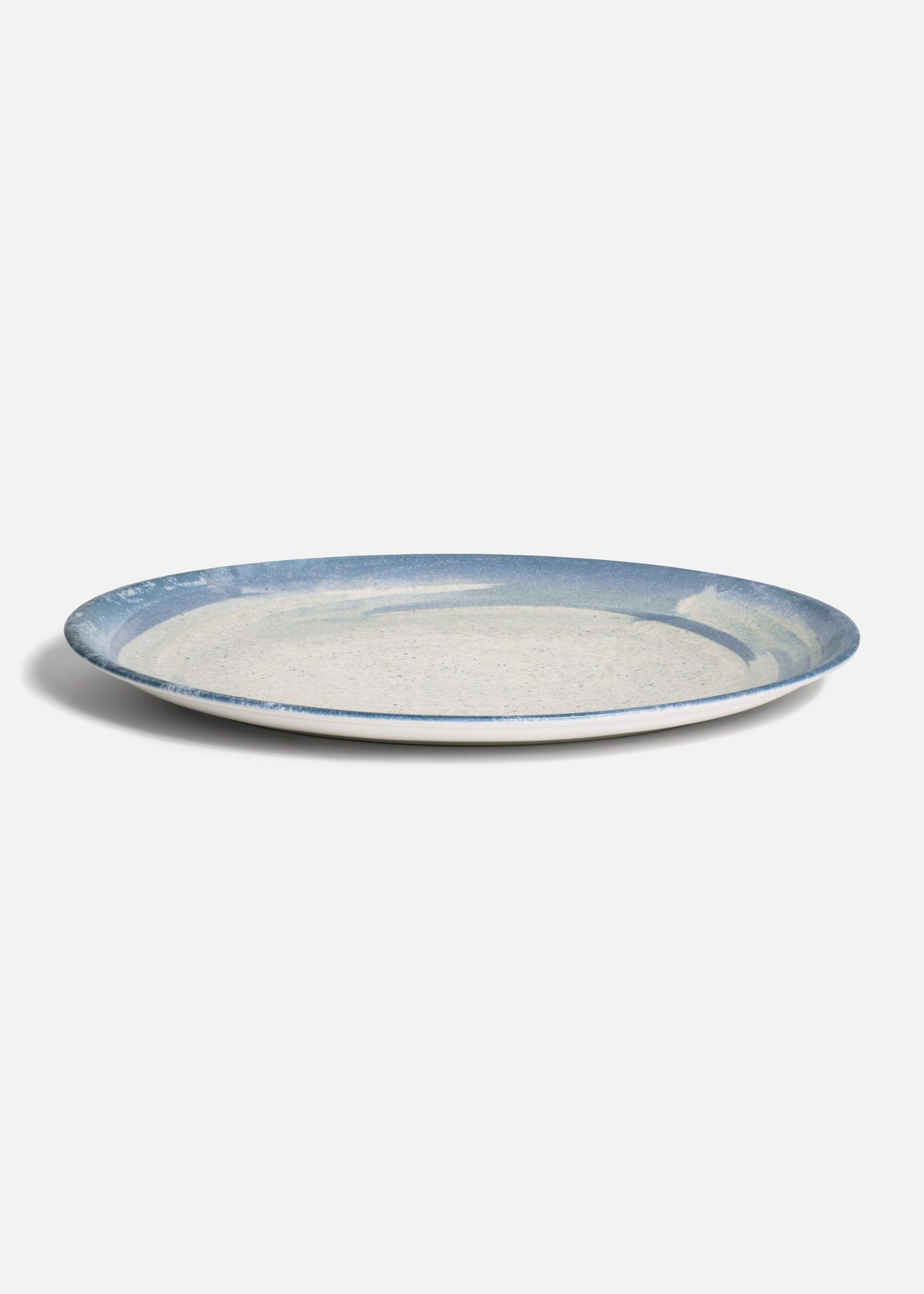 Plato de porcelana premium ovalado con acabado artesanal azul Harena