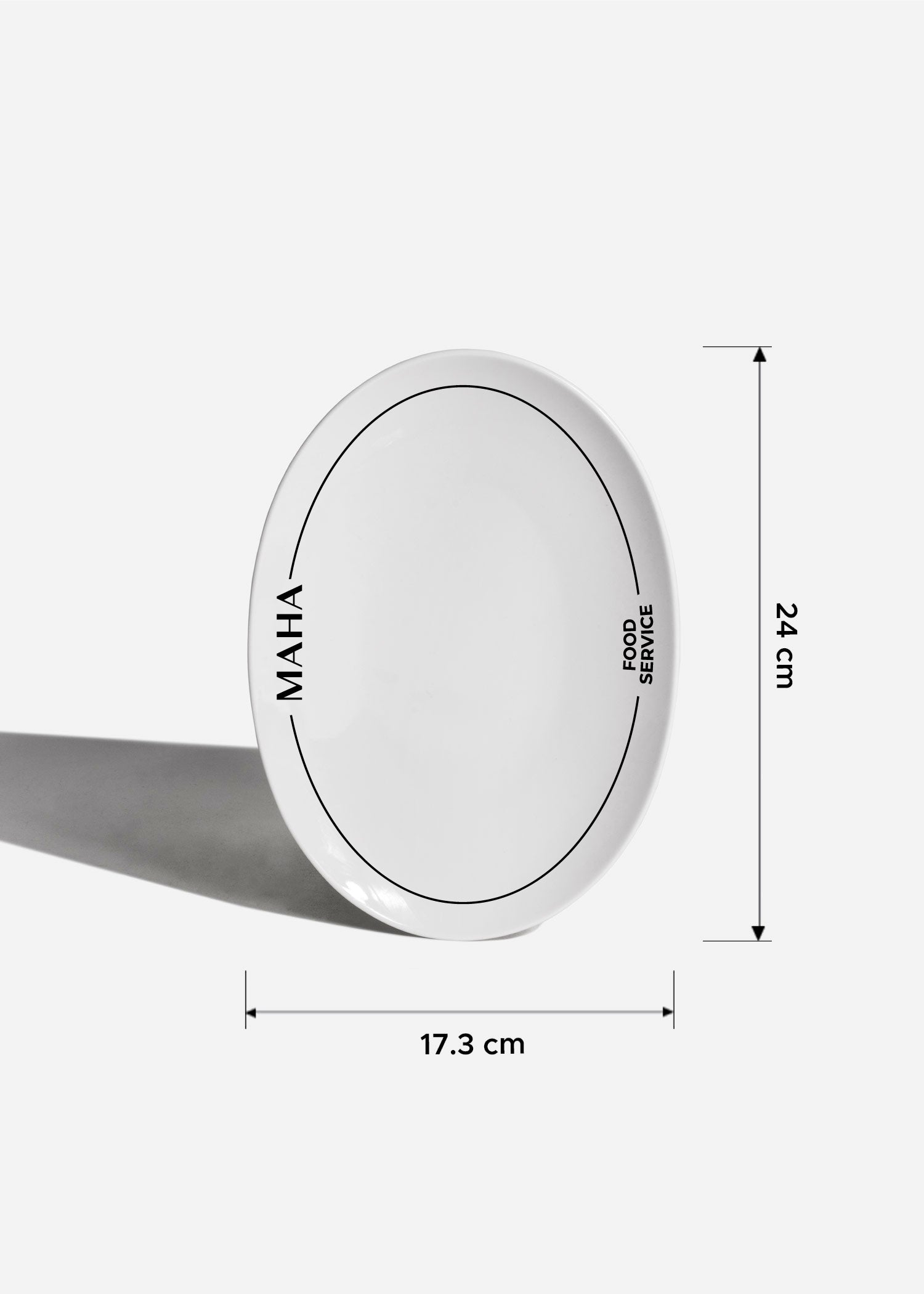 Plato ovalado de porcelana blanco personalizado logo doble Messina 24 cm