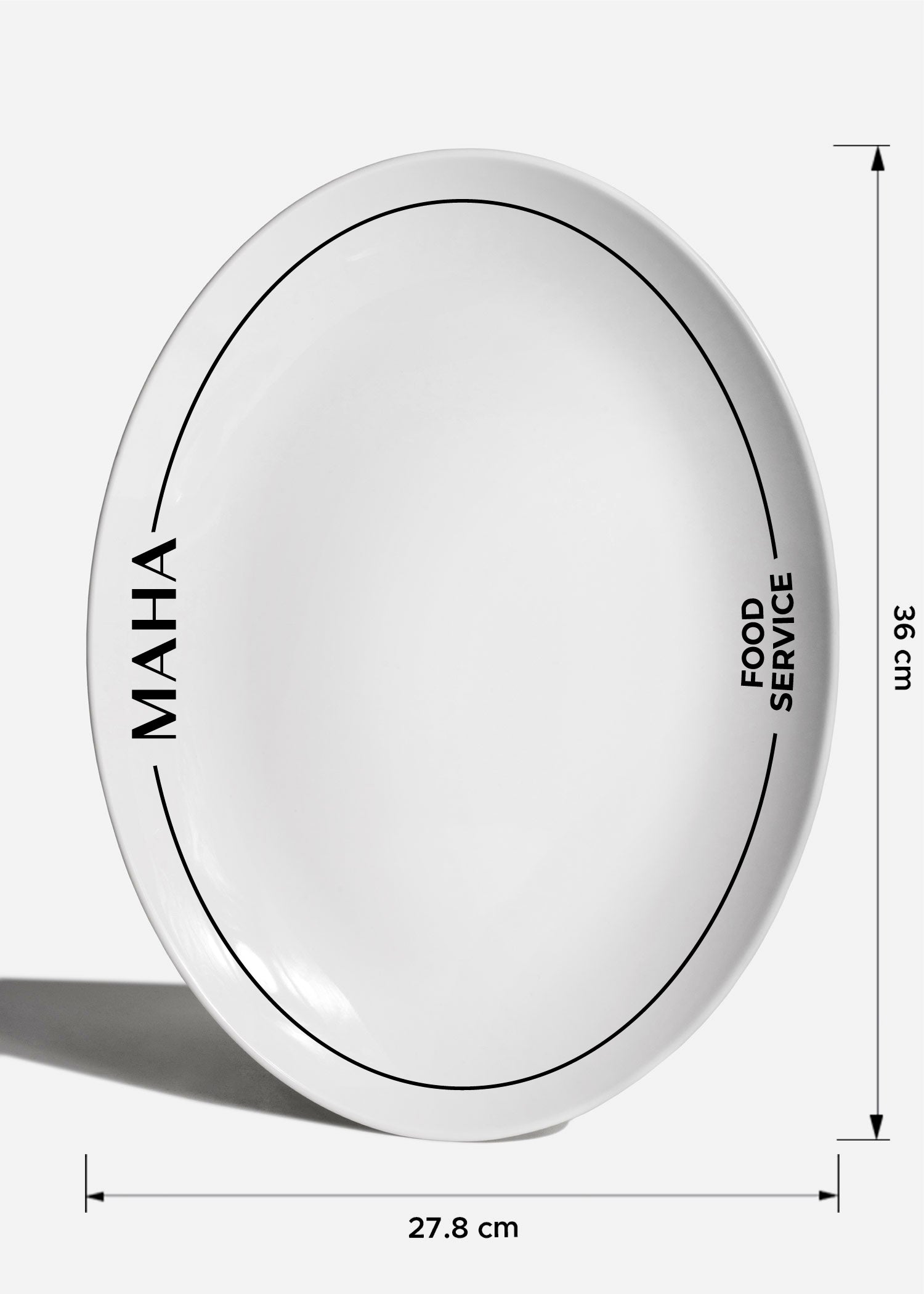 Plato ovalado de porcelana blanco personalizado logo doble Messina 36 cm