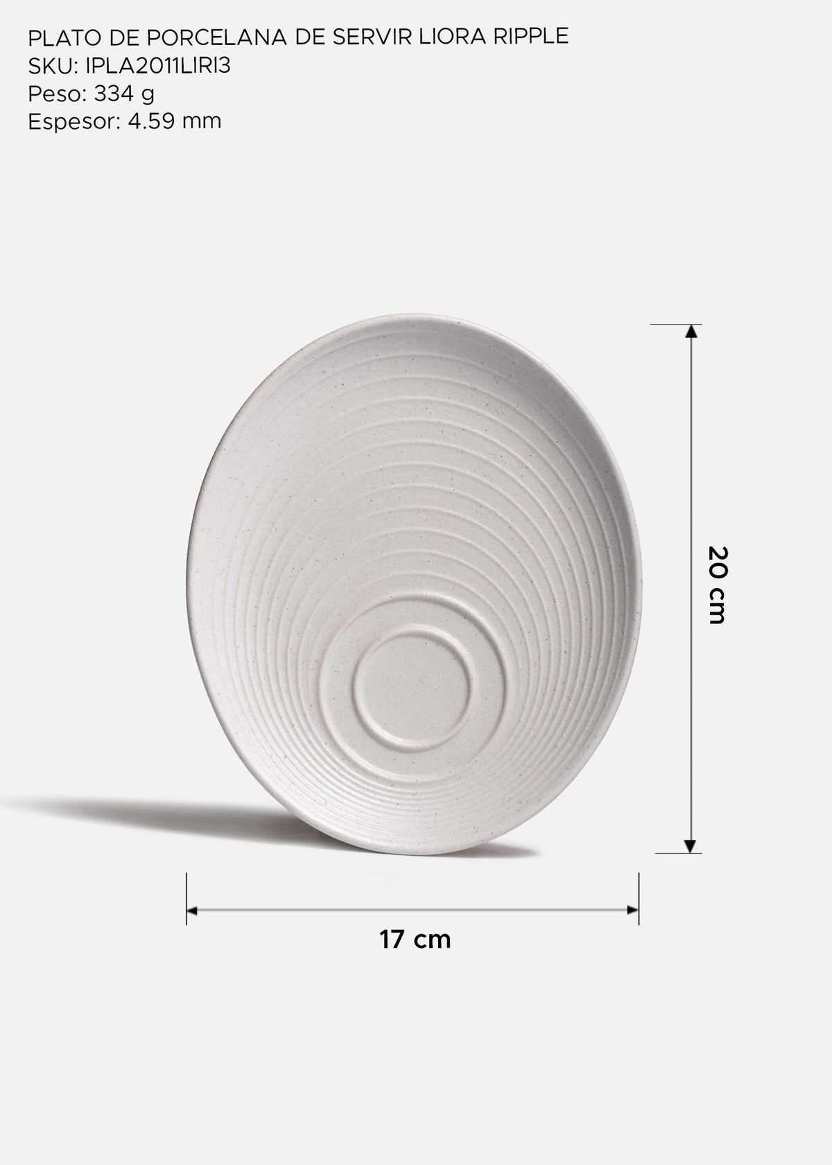 Plato para taza de porcelana marfil Liora Ripple 20 x 17 cm