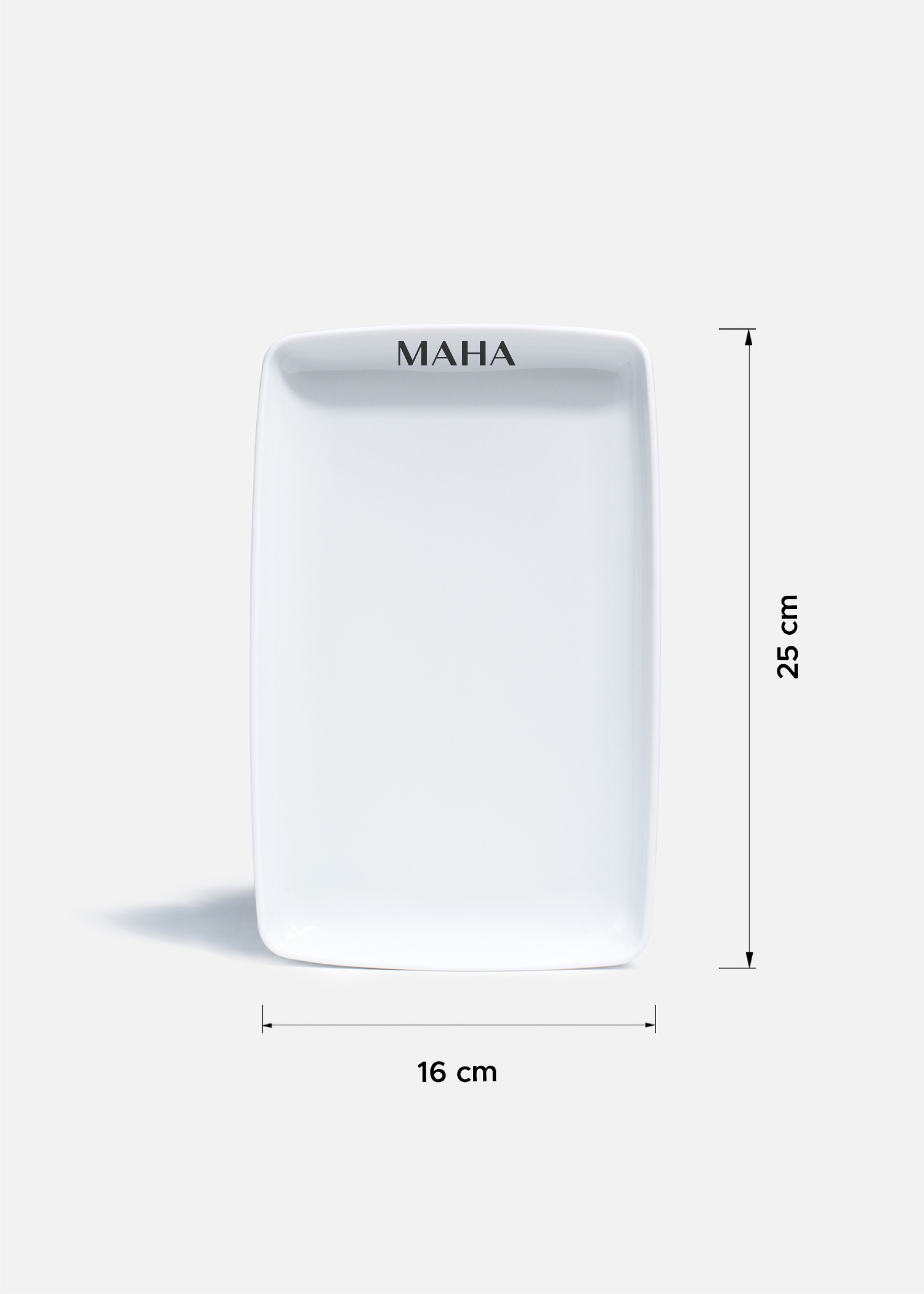 Charola rectangular de porcelana blanca personalizada logo simple Elegance 25 cm