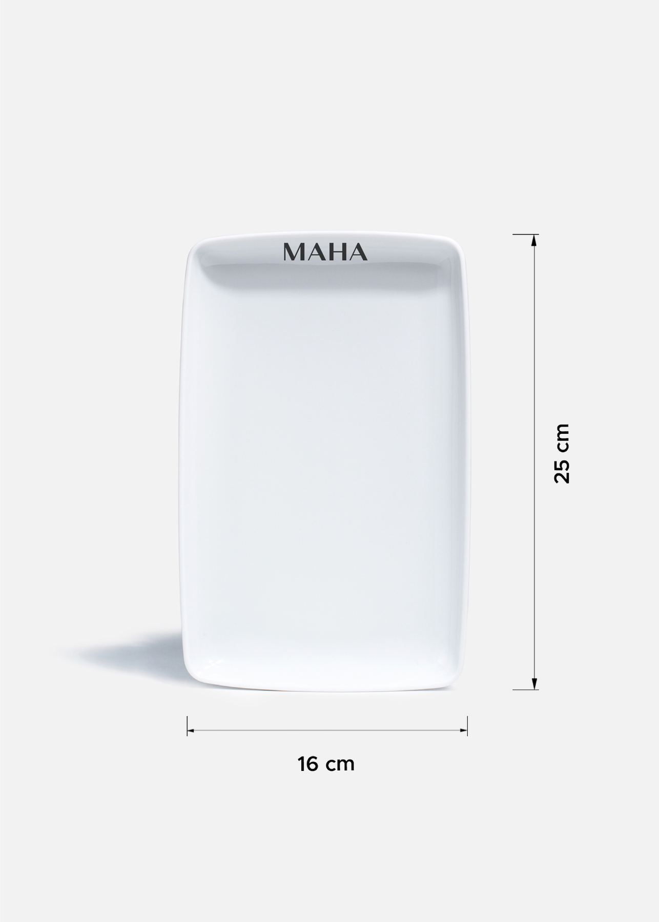 Charola rectangular de porcelana blanca personalizada logo simple Elegance 25 cm