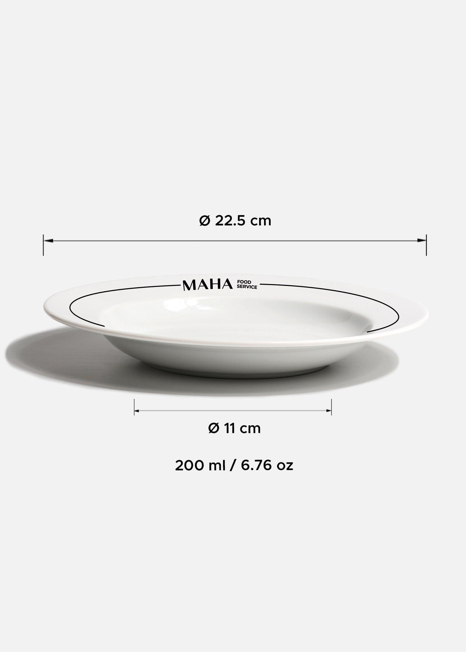 Plato sopero de porcelana blanco personalizable logo doble Elegance 22.5 cm
