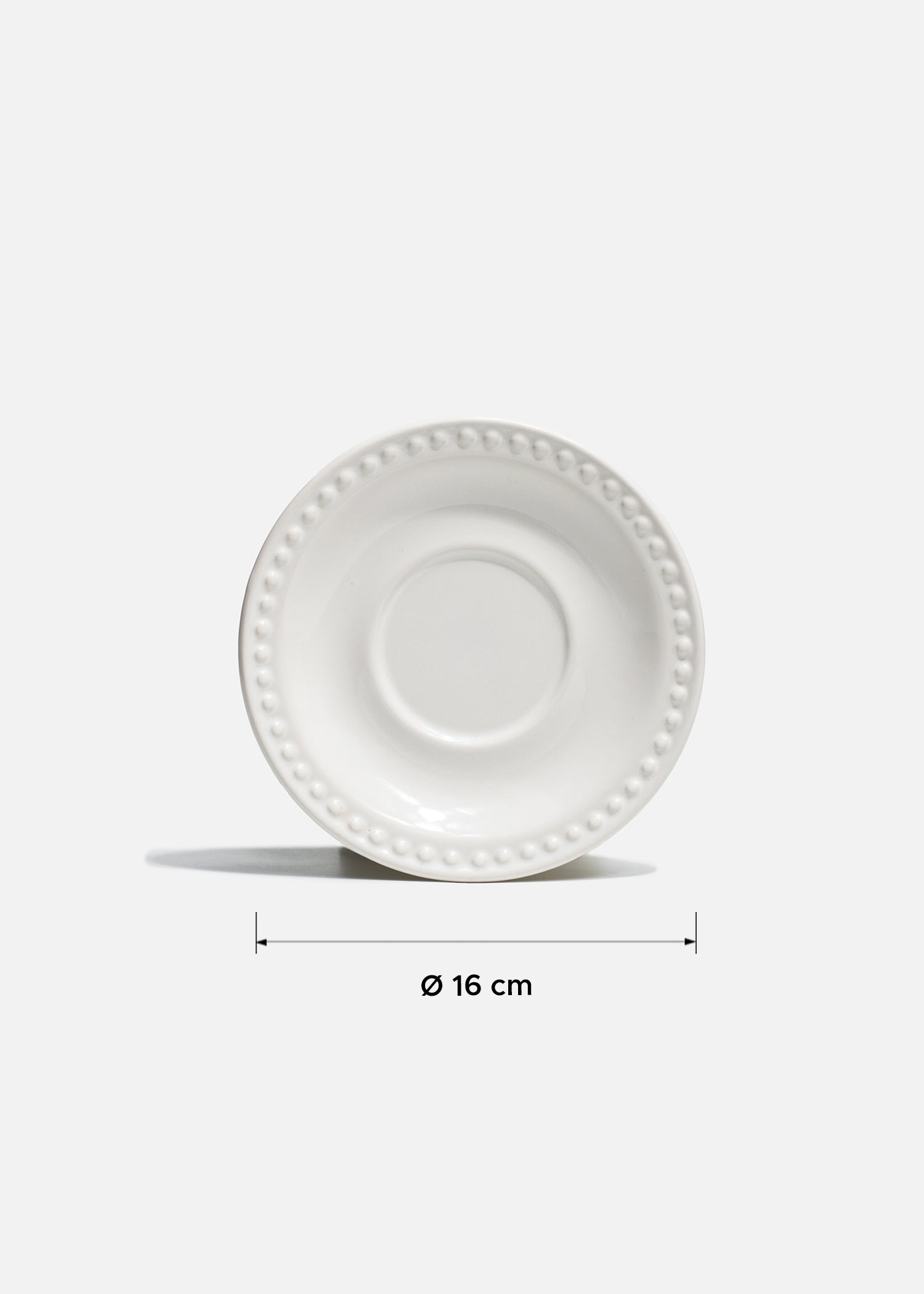 Plato taza Monet blanco con borde decorativo tipo perla