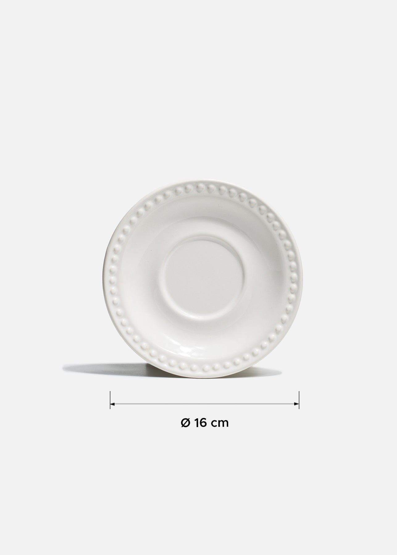 Plato taza Monet blanco con borde decorativo tipo perla