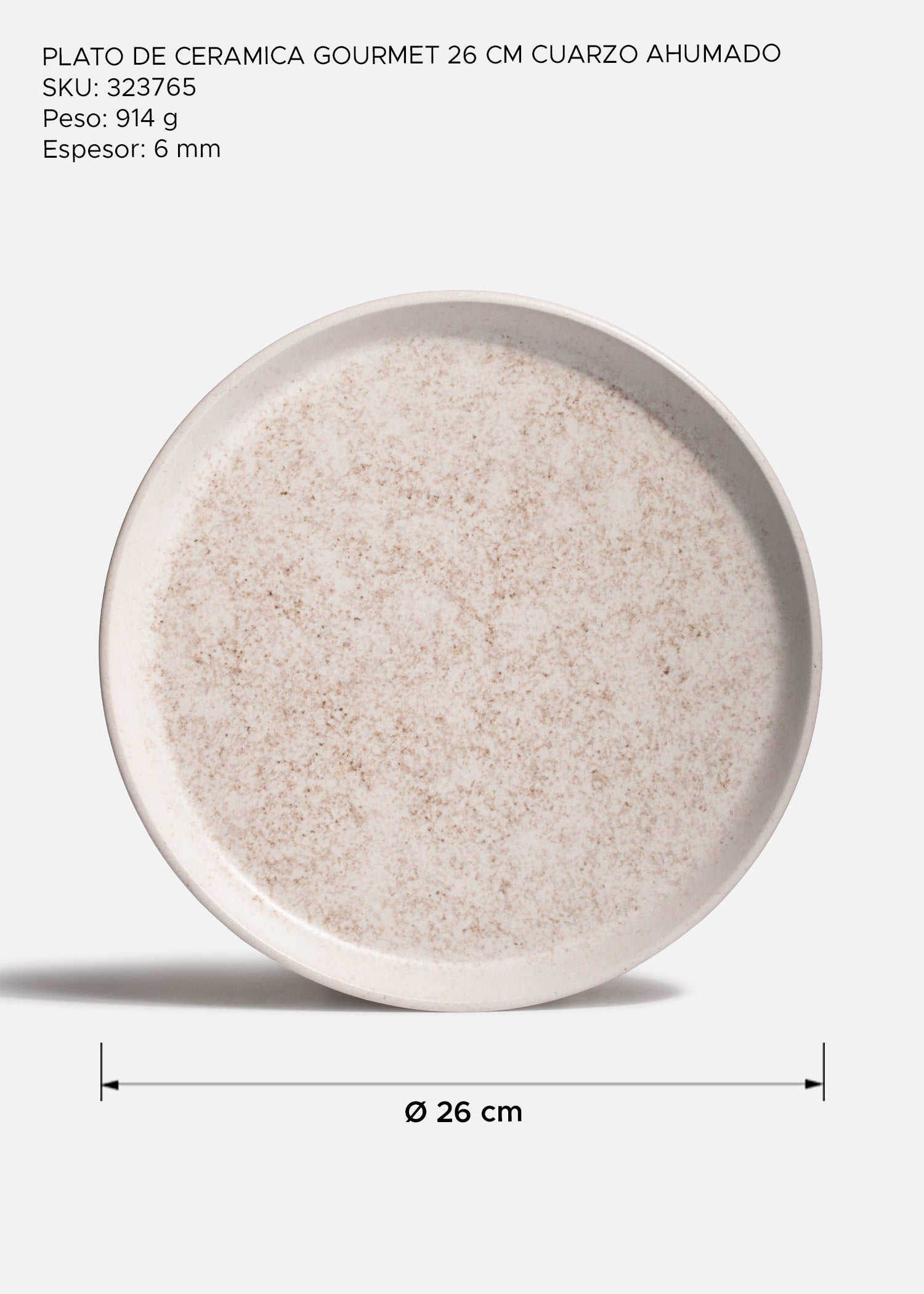 Plato trinche Cuarzo Ahumado beige con borde elevado