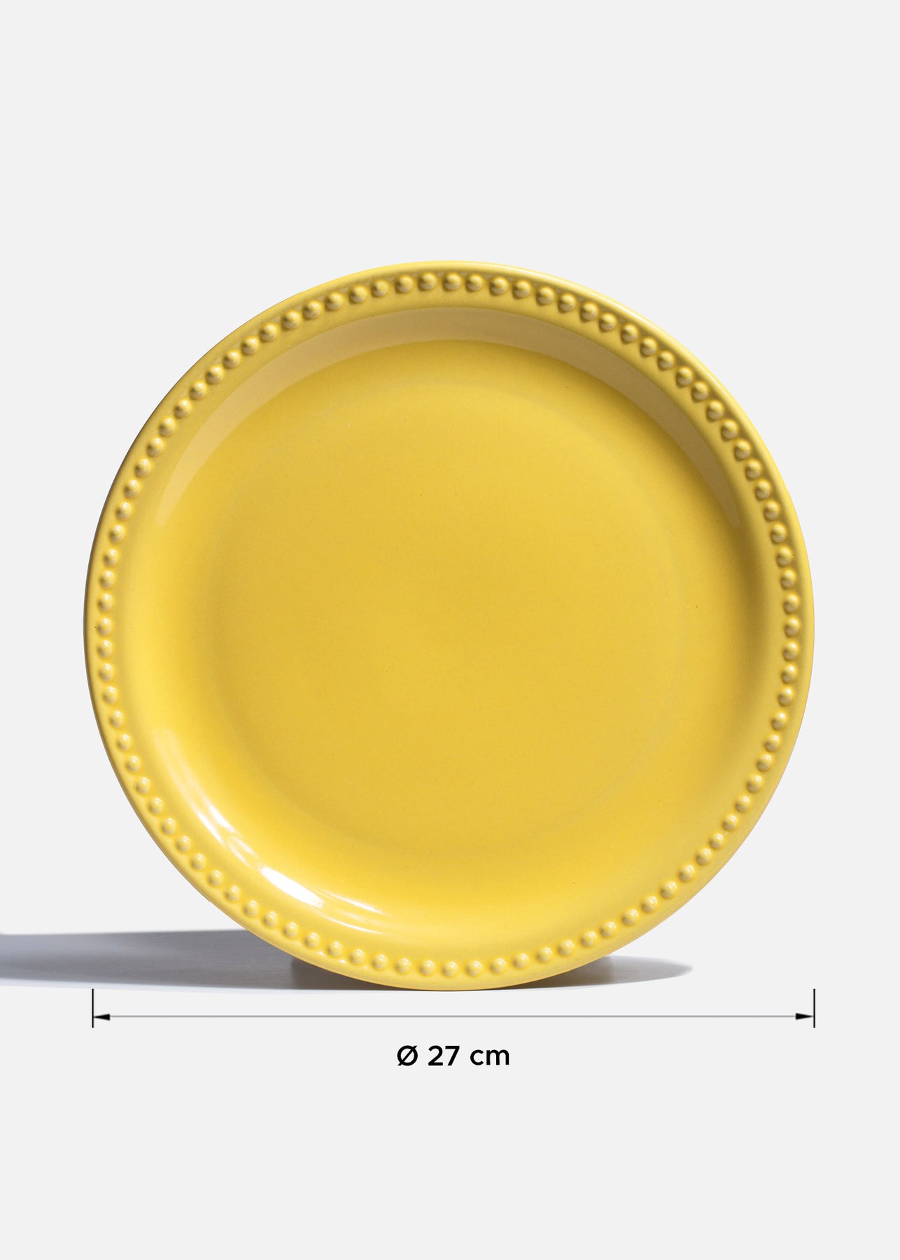 Plato de cerámica amarillo Monet con borde decorativo tipo perla
