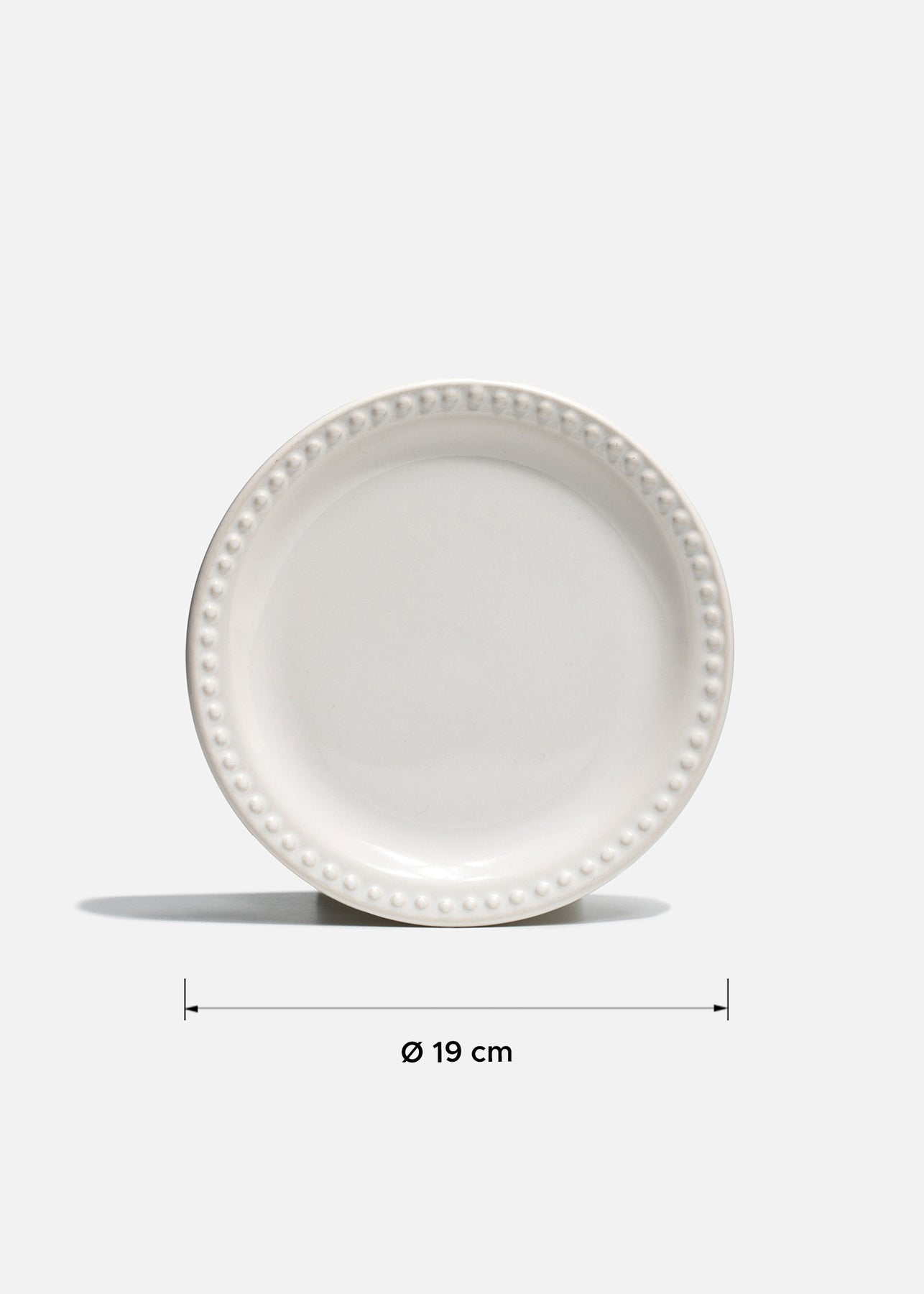 Plato Monet de cerámica blanca con borde decorativo tipo perla