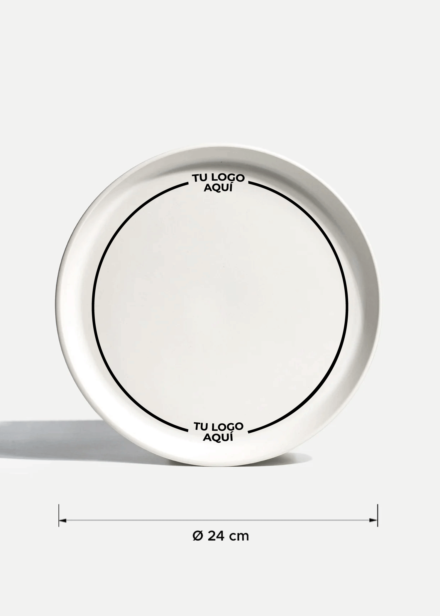 Plato trinche de cerámica blanco personalizado logo doble Bruce 24 cm
