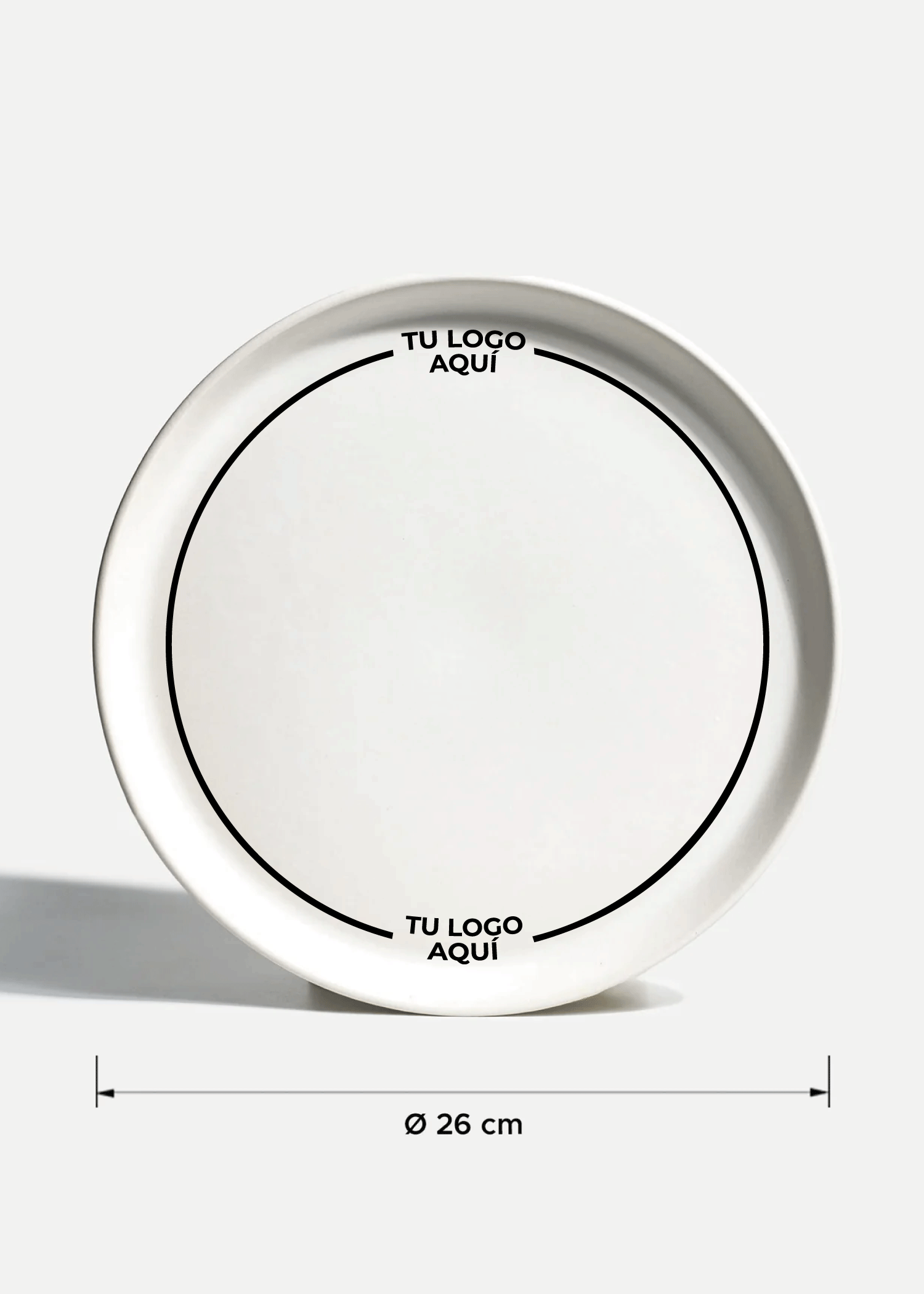 Plato trinche de cerámica blanco personalizado logo doble Bruce 26 cm