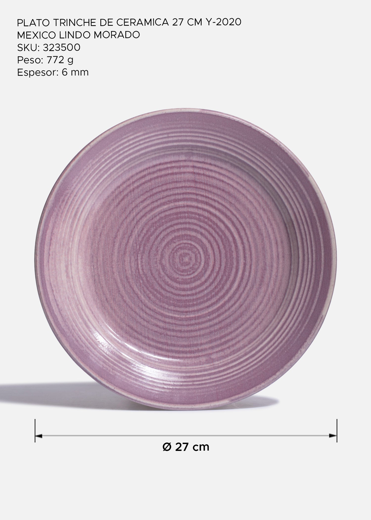Plato México Lindo morado con círculos concéntricos
