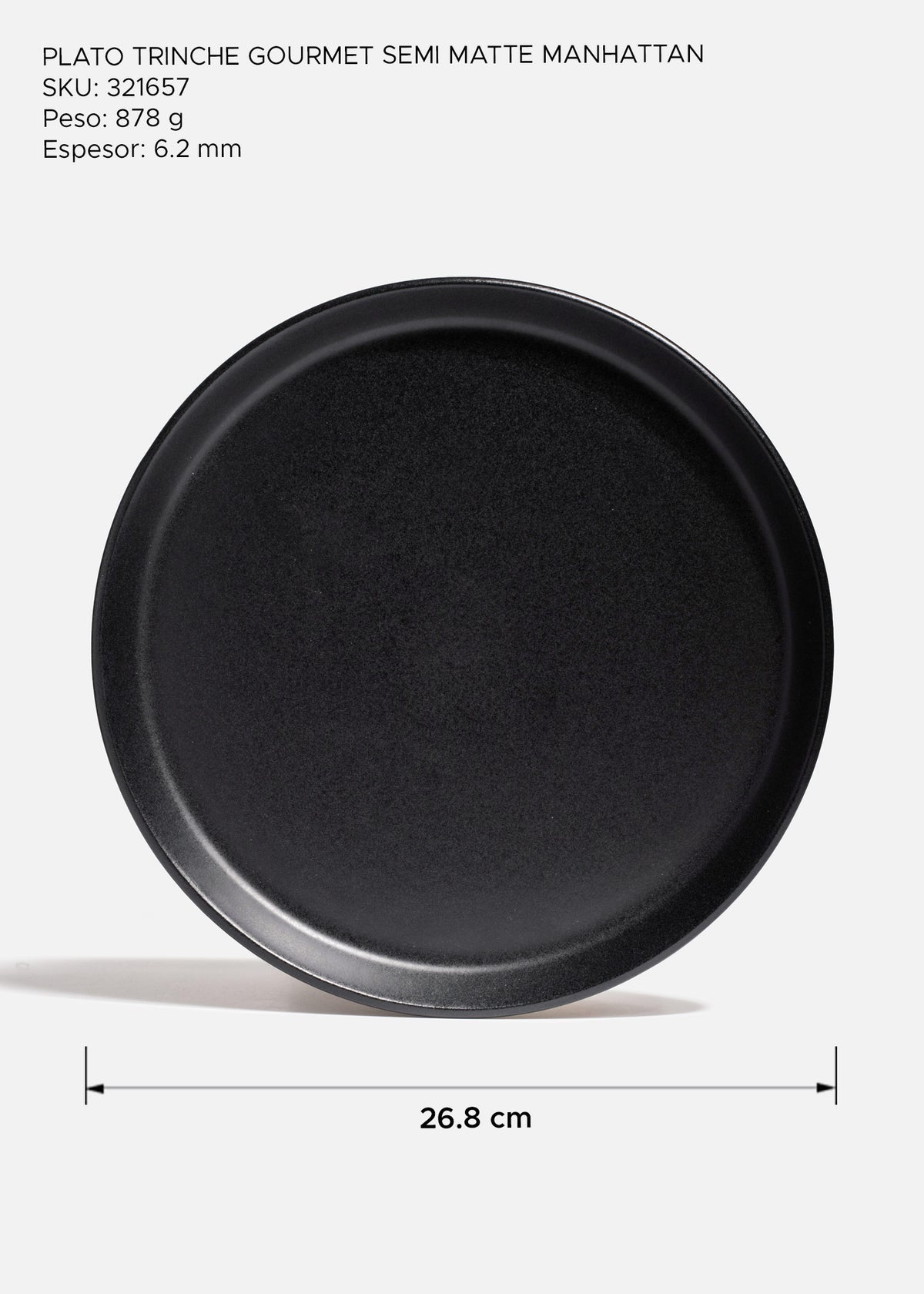 Plato trinche de cerámica negro mate Bruce Ø 26 cm — imagen de producto