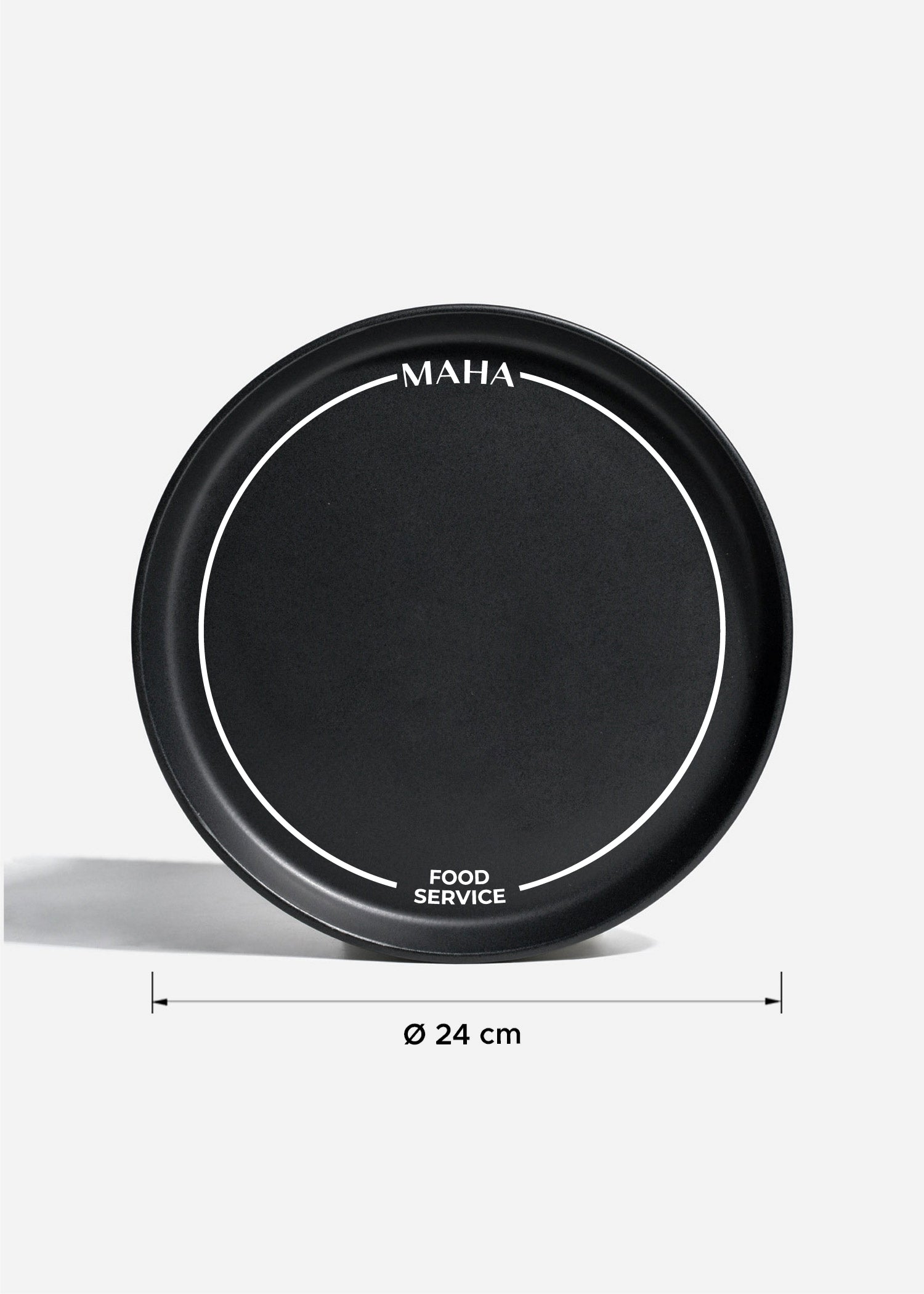 Plato trinche de cerámica negro mate personalizado logo doble Bruce 24 cm