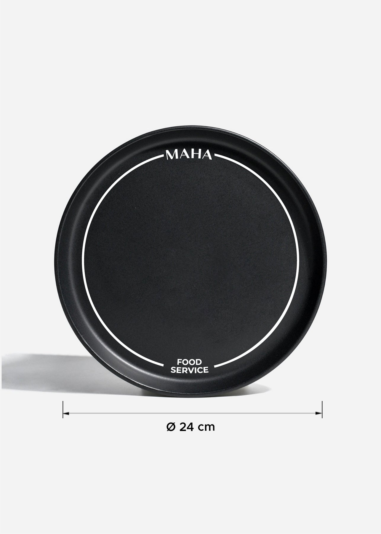 Plato trinche de cerámica negro mate personalizado logo doble Bruce 24 cm